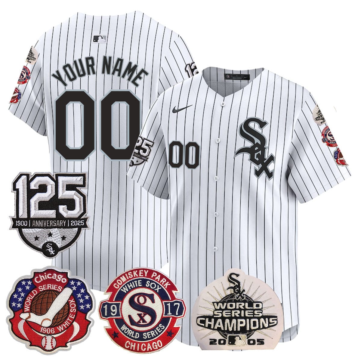 Custom Chicago White Sox 125th Anniversary - World Series Champions Jersey - All Stitched - Image 6