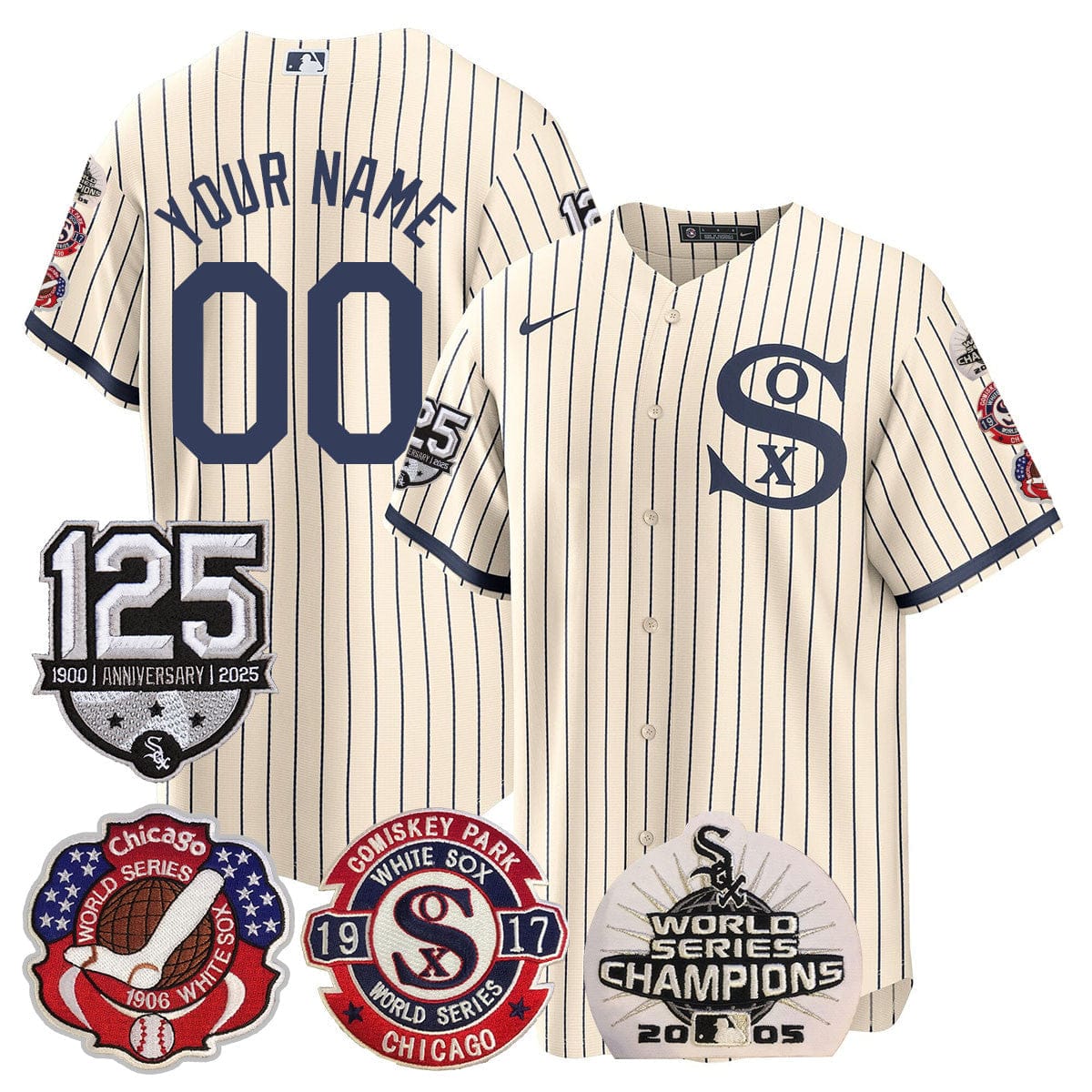 Custom Chicago White Sox 125th Anniversary - World Series Champions Jersey - All Stitched - Image 2