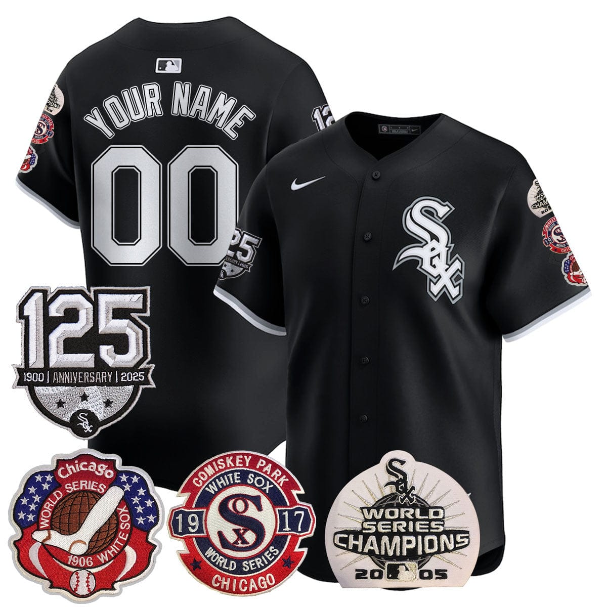 Custom Chicago White Sox 125th Anniversary - World Series Champions Jersey - All Stitched - Image 3