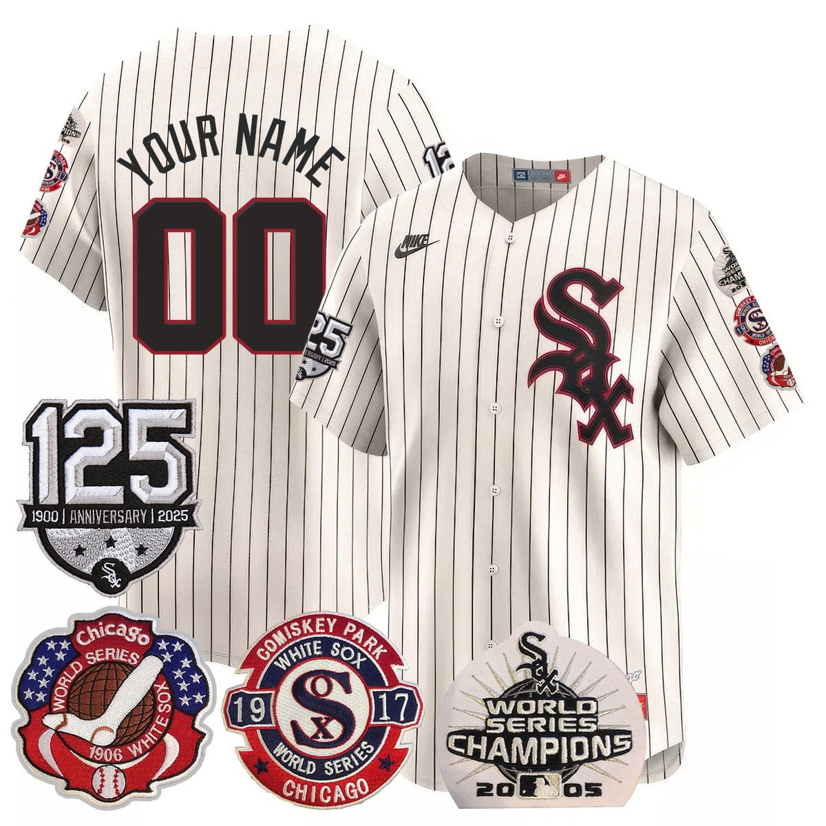 Custom Chicago White Sox 125th Anniversary - World Series Champions Jersey - All Stitched - Image 7