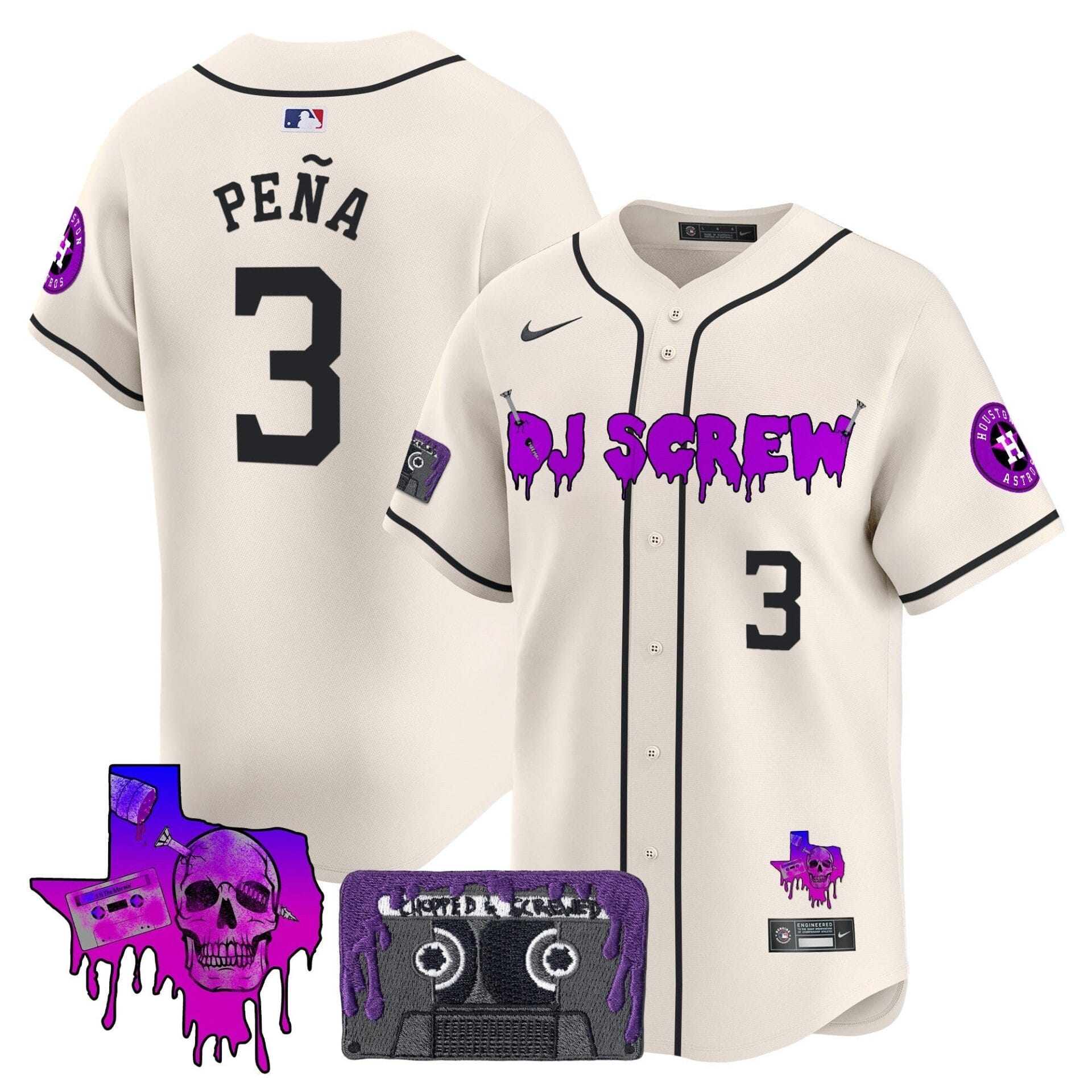 Houston Astros DJ Screw Patch Vapor Premier Limited Jersey V2 - All Stitched - Image 3