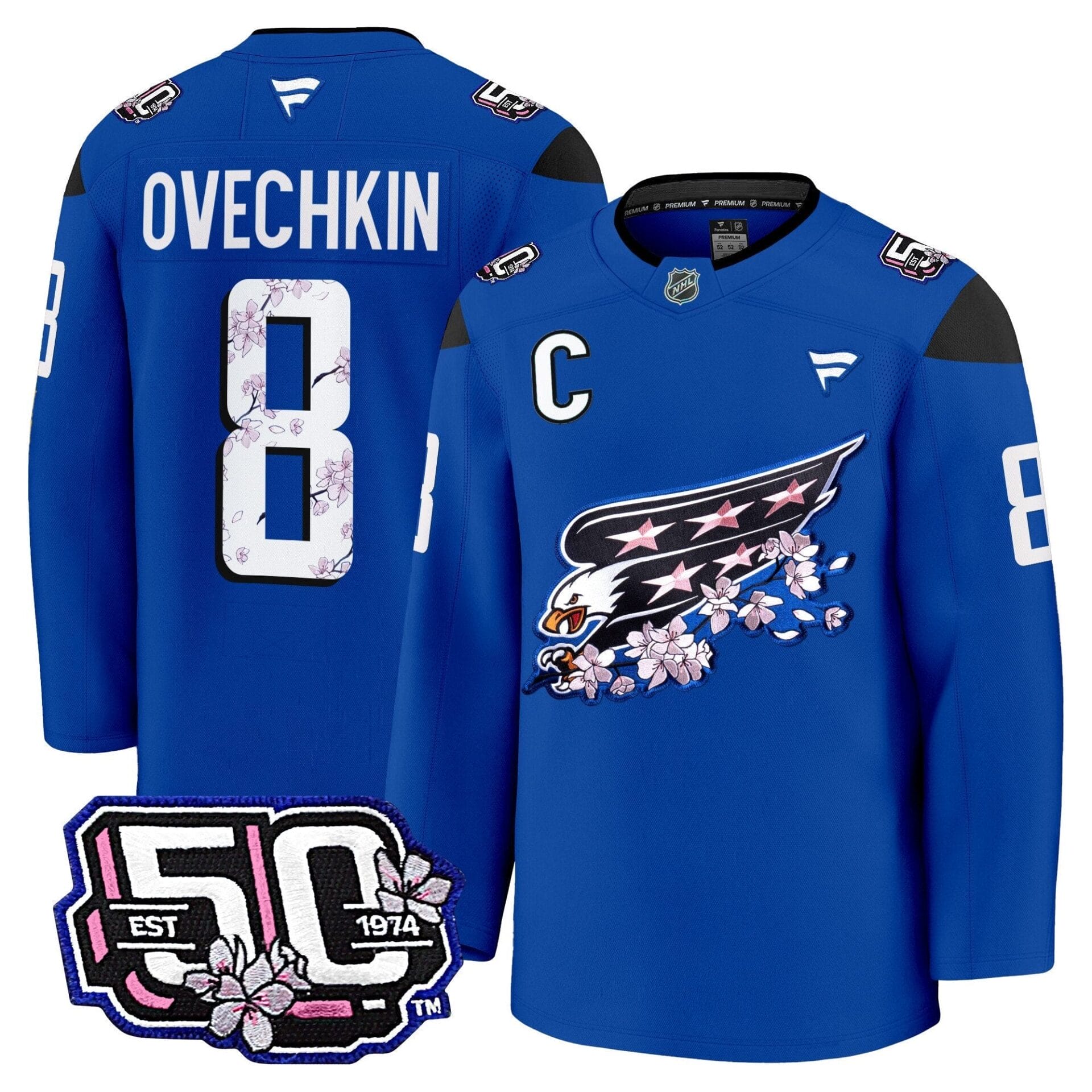 Washington Capitals 50th Anniversary Cherry Blossom Premium Jersey - All Stitched - Image 3