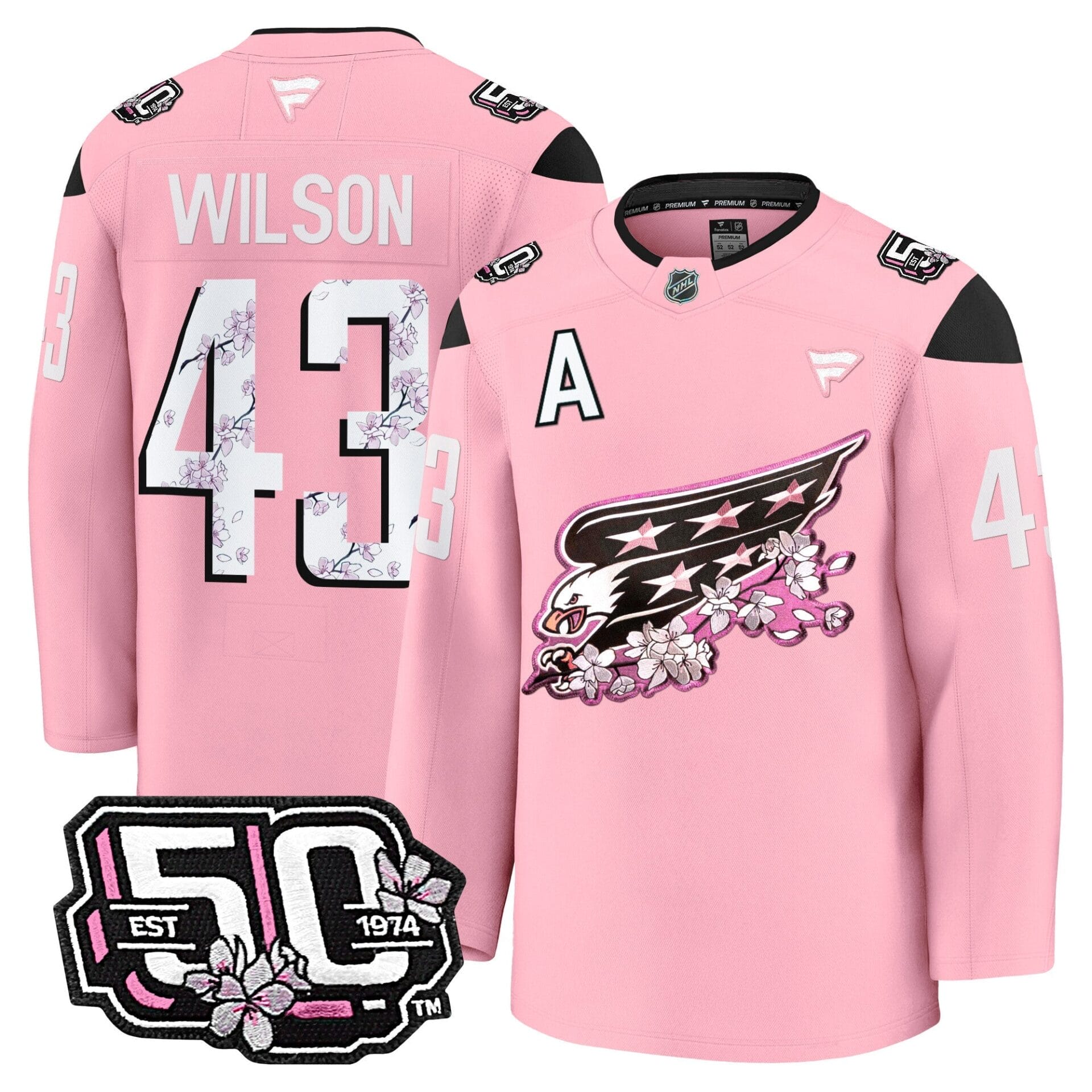 Washington Capitals 50th Anniversary Cherry Blossom Premium Jersey - All Stitched - Image 26
