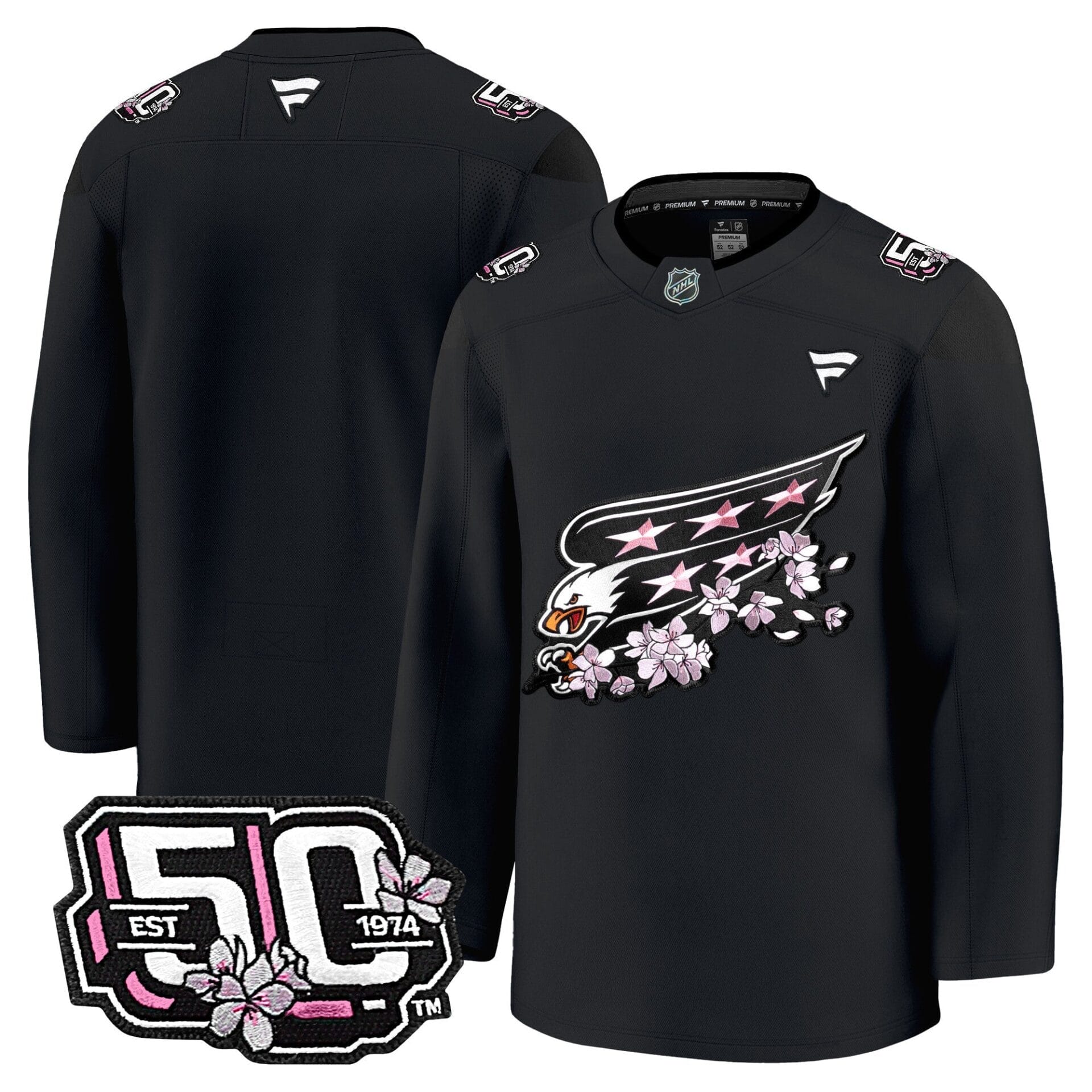 Washington Capitals 50th Anniversary Cherry Blossom Premium Jersey - All Stitched - Image 15
