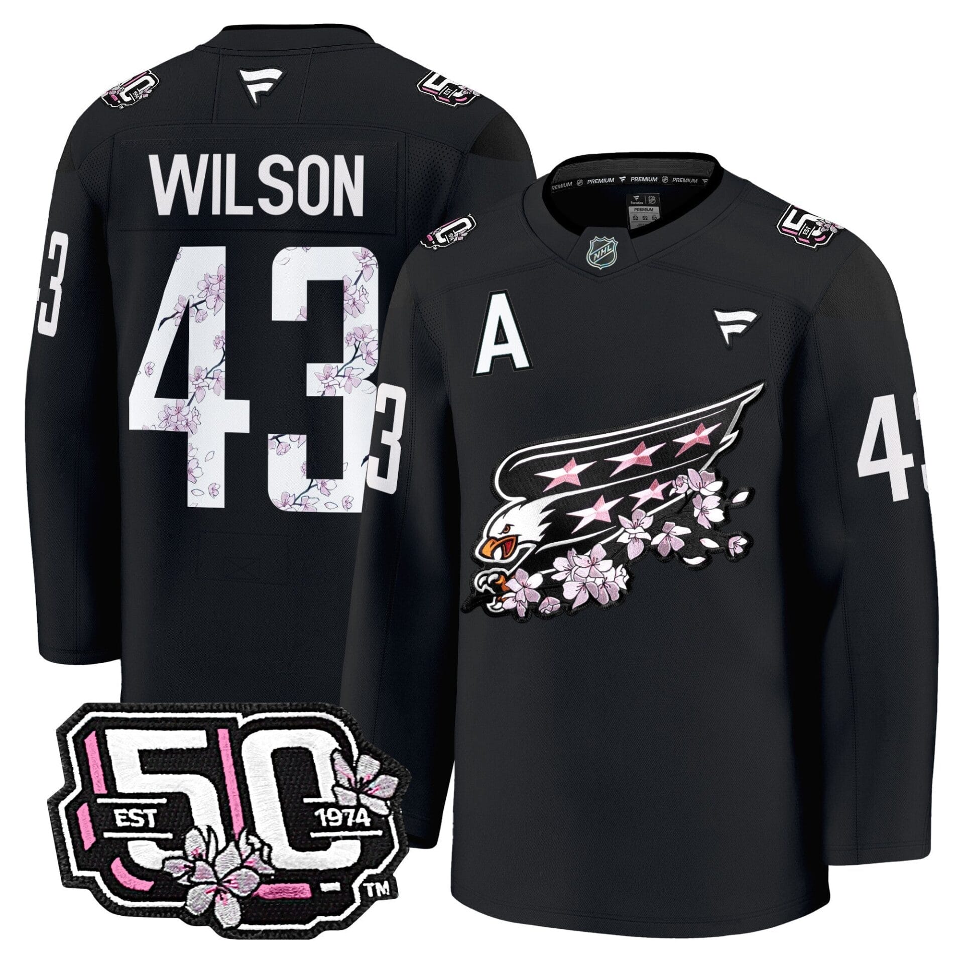 Washington Capitals 50th Anniversary Cherry Blossom Premium Jersey - All Stitched - Image 13