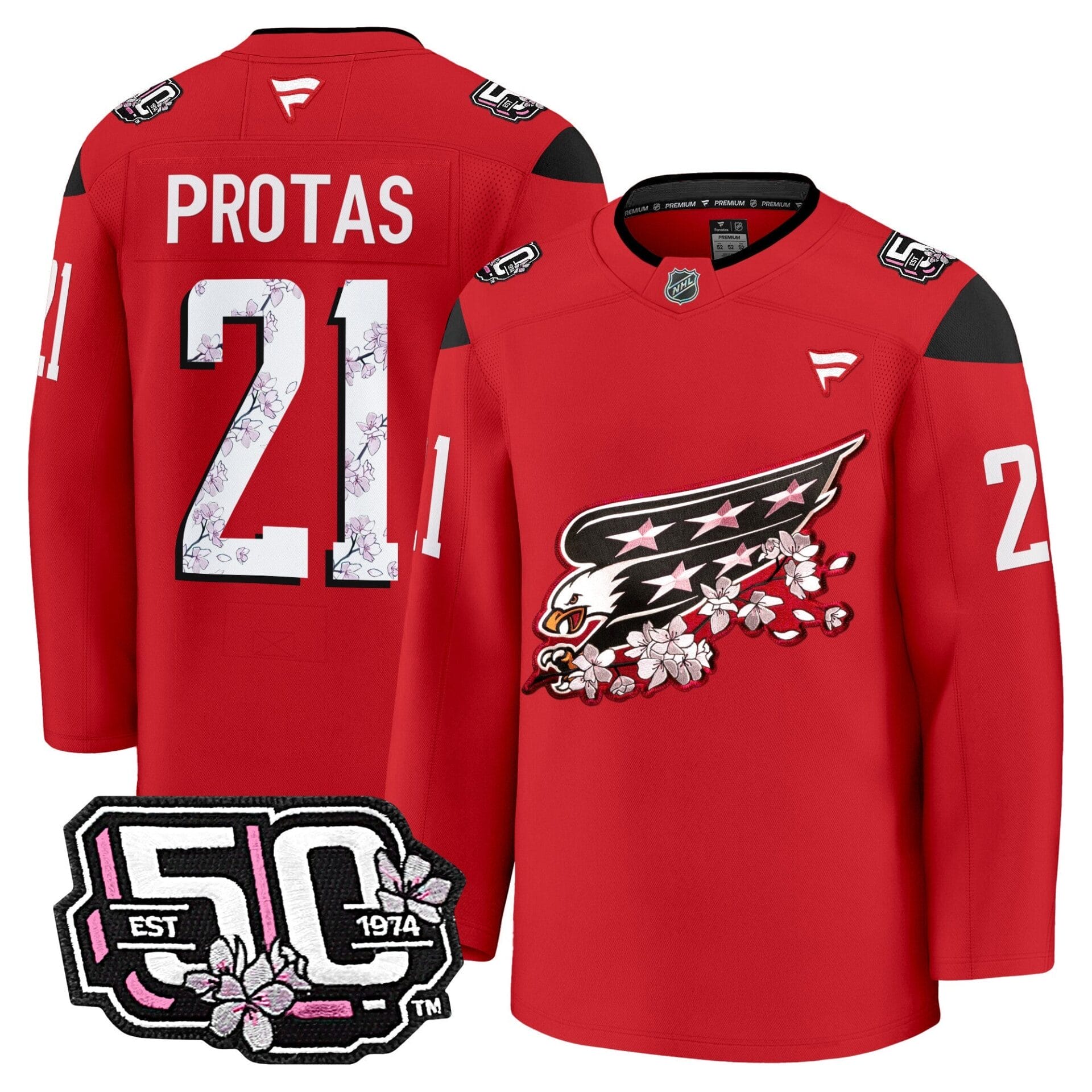 Washington Capitals 50th Anniversary Cherry Blossom Premium Jersey - All Stitched - Image 19