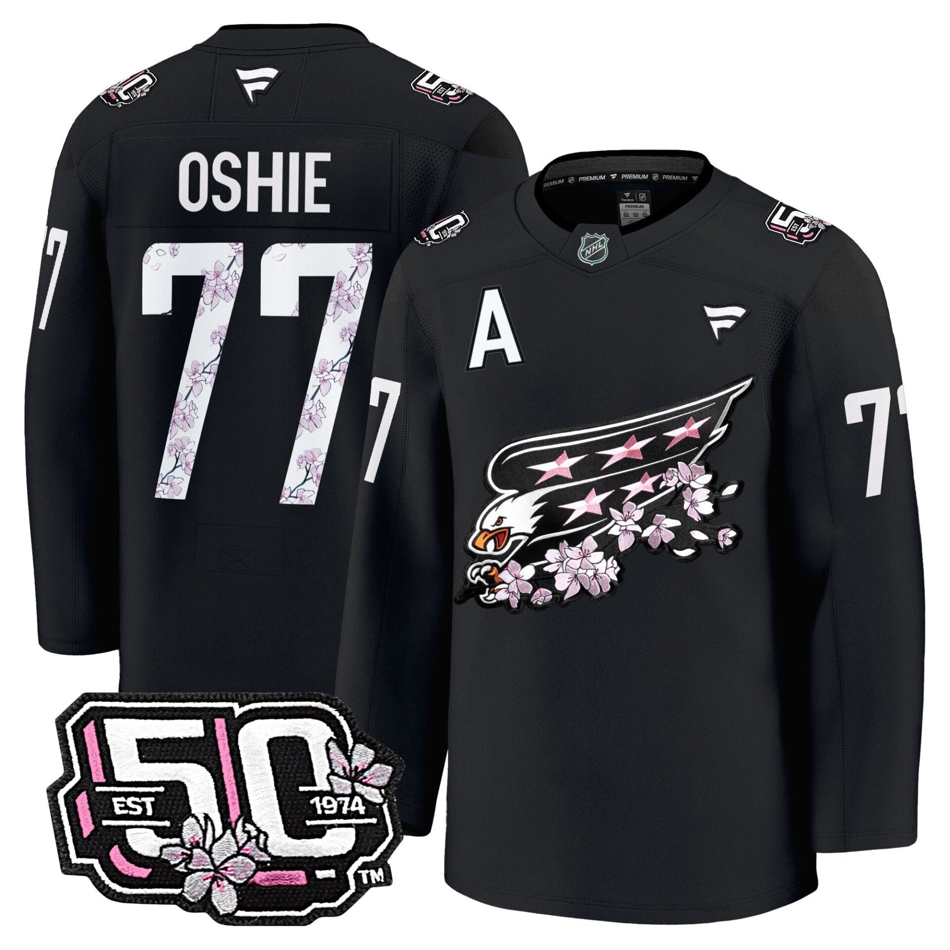 Washington Capitals 50th Anniversary Cherry Blossom Premium Jersey - All Stitched - Image 14