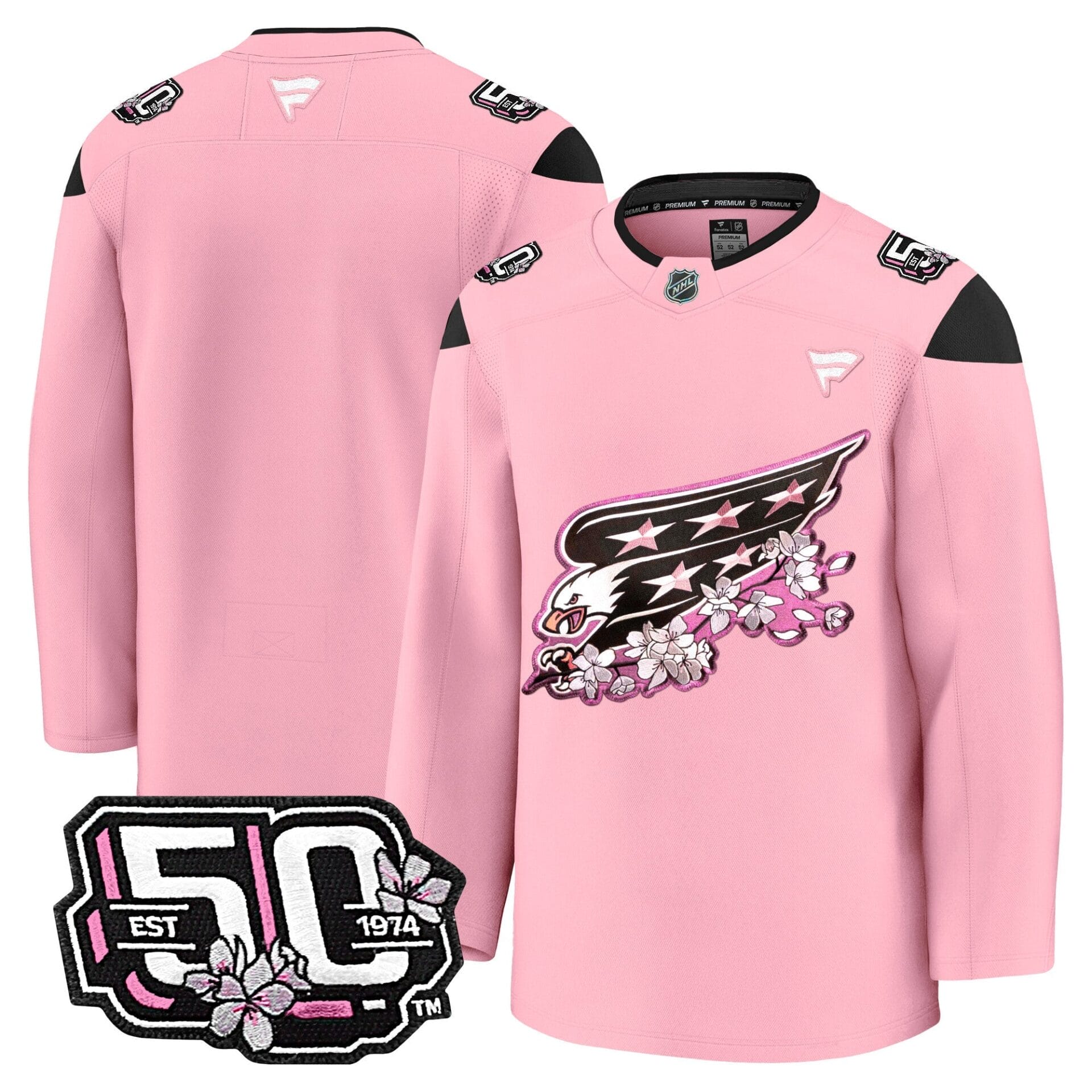 Washington Capitals 50th Anniversary Cherry Blossom Premium Jersey - All Stitched - Image 28