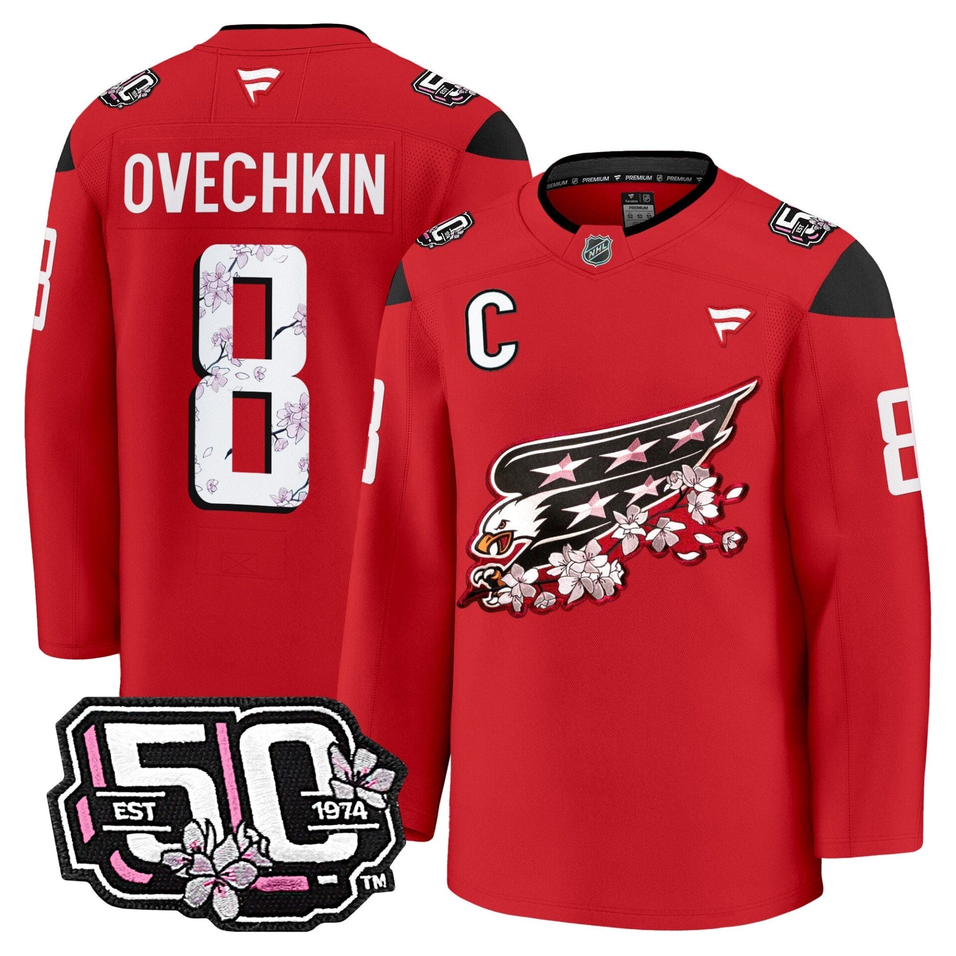 Washington Capitals 50th Anniversary Cherry Blossom Premium Jersey - All Stitched - Image 16