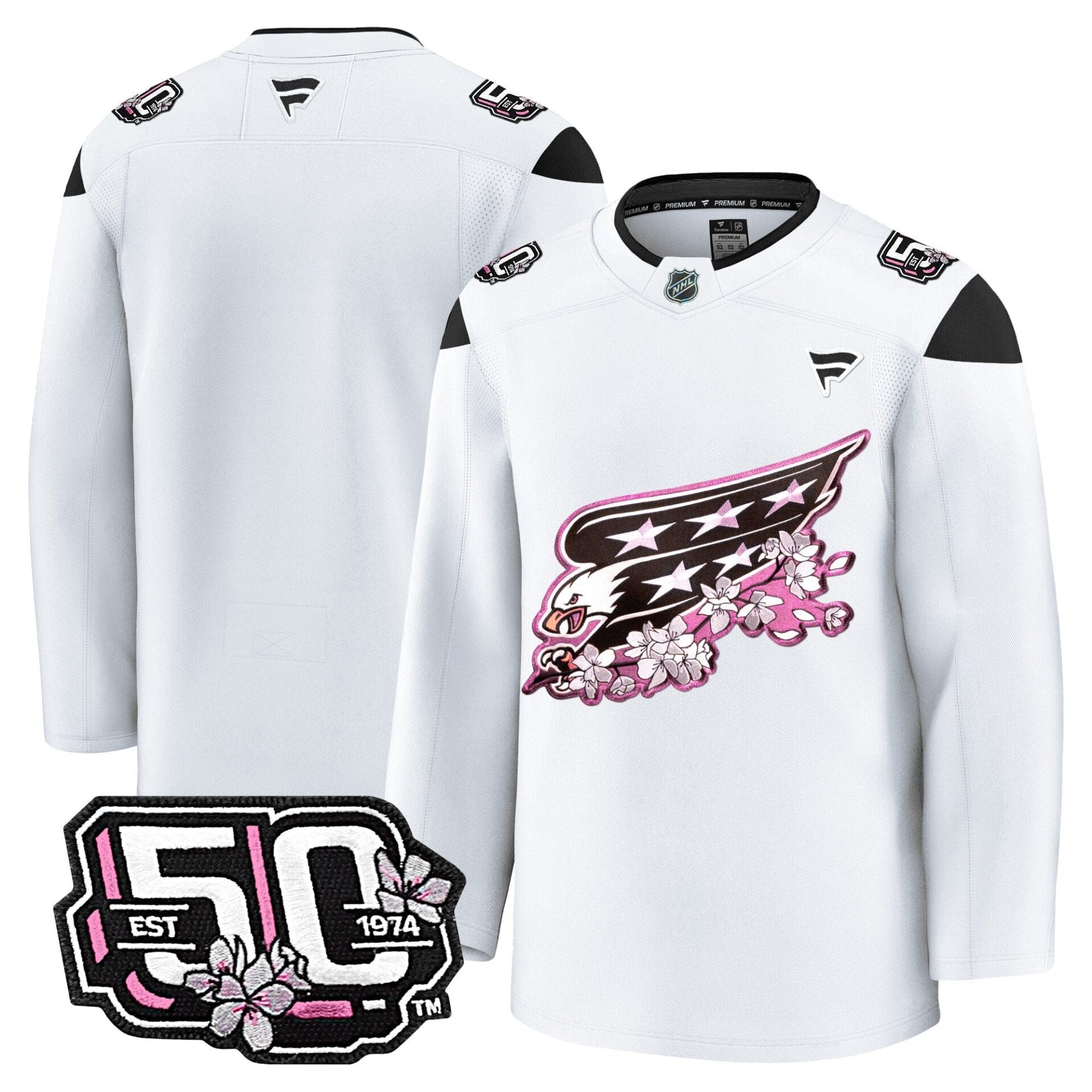 Washington Capitals 50th Anniversary Cherry Blossom Premium Jersey - All Stitched - Image 35