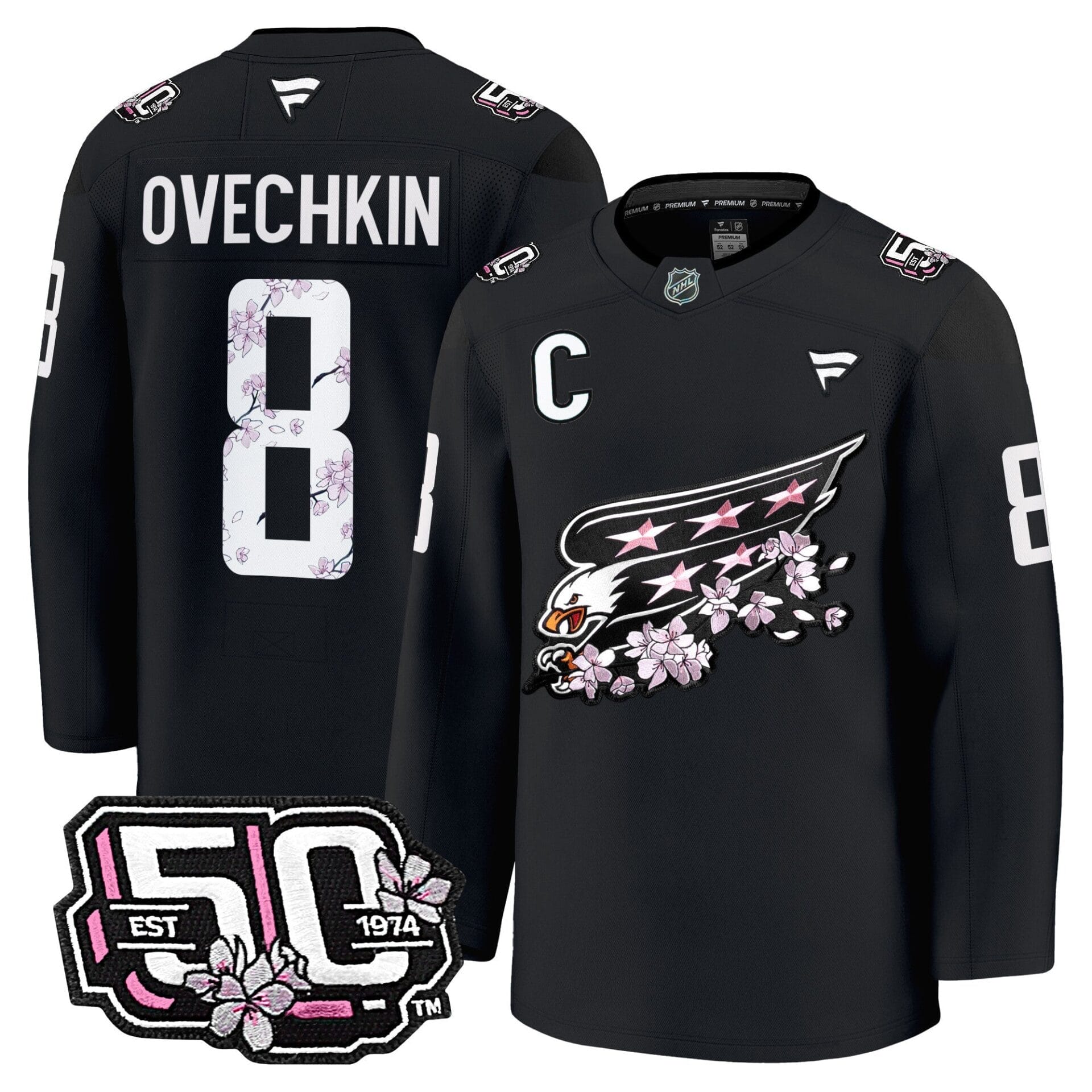 Washington Capitals 50th Anniversary Cherry Blossom Premium Jersey - All Stitched - Image 2