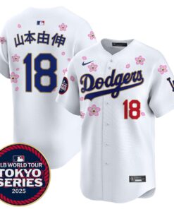 Alternative view of Dodgers Tokyo Series 2025 Gold Trim Vapor Premier Limited Jersey - Stitched