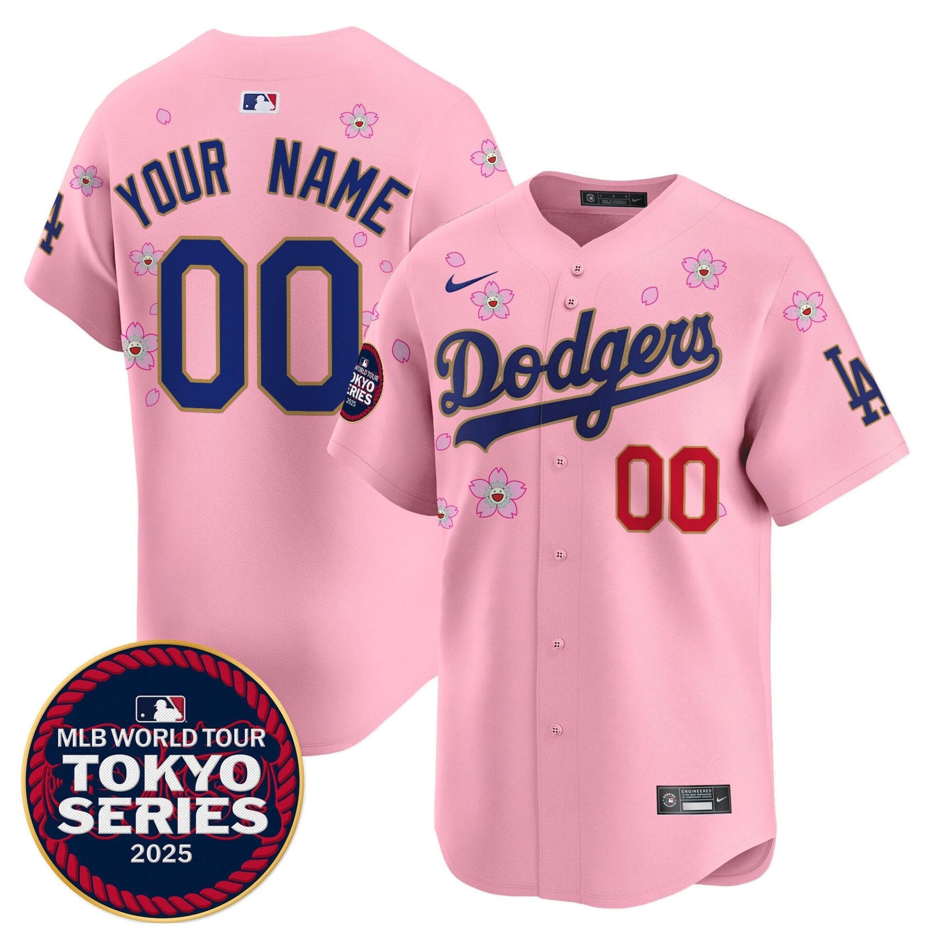 Dodgers Tokyo Series 2025 Gold Trim Vapor Premier Limited Custom Jersey - Stitched - Image 3