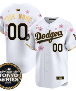 Dodgers Tokyo Series 2025 Gold Trim Vapor Premier Limited Custom Jersey V2 - Stitched