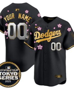 Alternative view of Dodgers Tokyo Series 2025 Gold Trim Vapor Premier Limited Custom Jersey V2 - Stitched