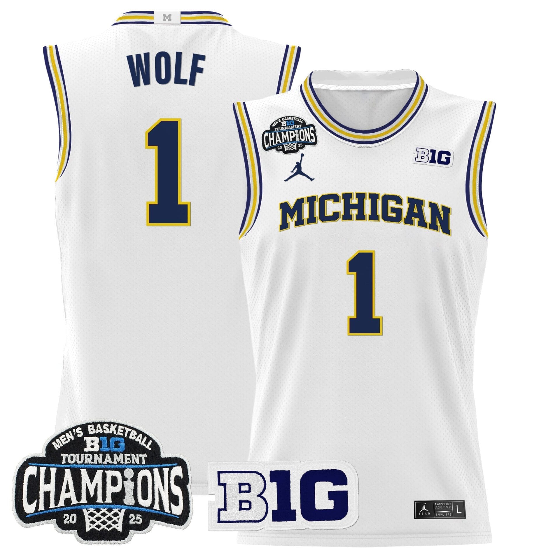 Michigan Wolverines 2025 Big Ten Conference Tournament Champions Basketball Jersey - All Stitched - Image 16