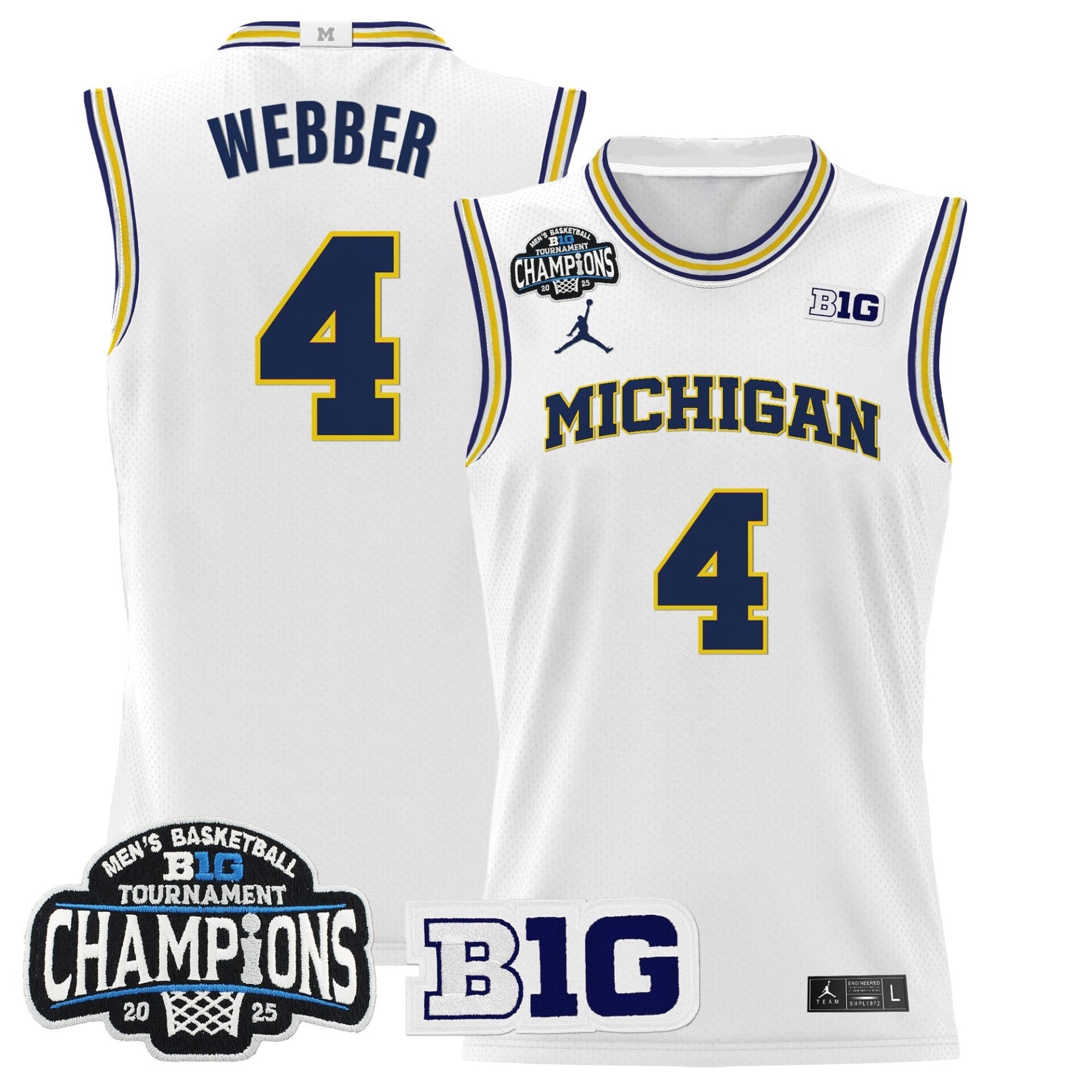 Michigan Wolverines 2025 Big Ten Conference Tournament Champions Basketball Jersey - All Stitched - Image 19