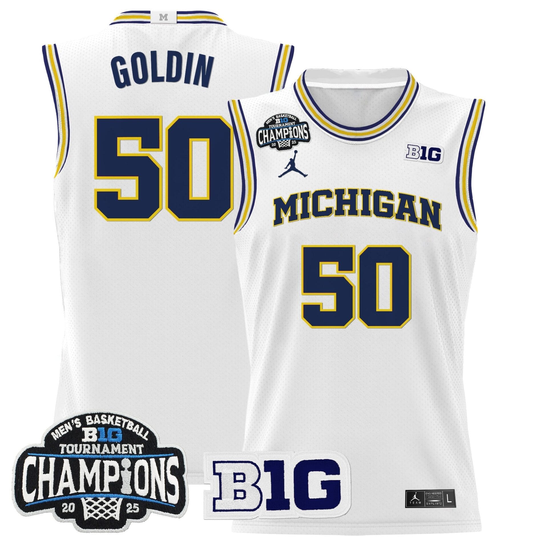 Michigan Wolverines 2025 Big Ten Conference Tournament Champions Basketball Jersey - All Stitched - Image 15