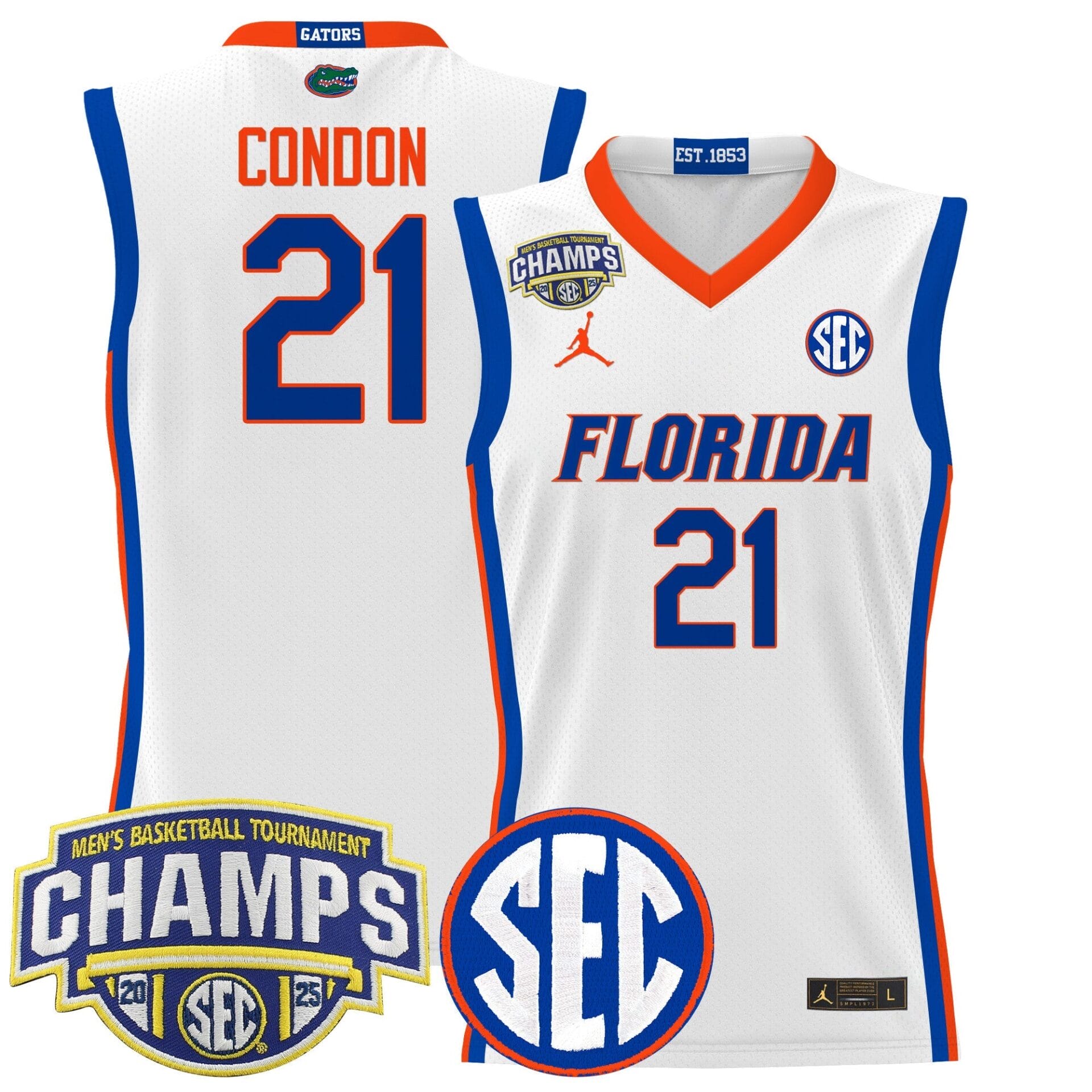 Florida Gators 2025 SEC Conference Tournament Champions Basketball Jersey - All Stitched - Image 3