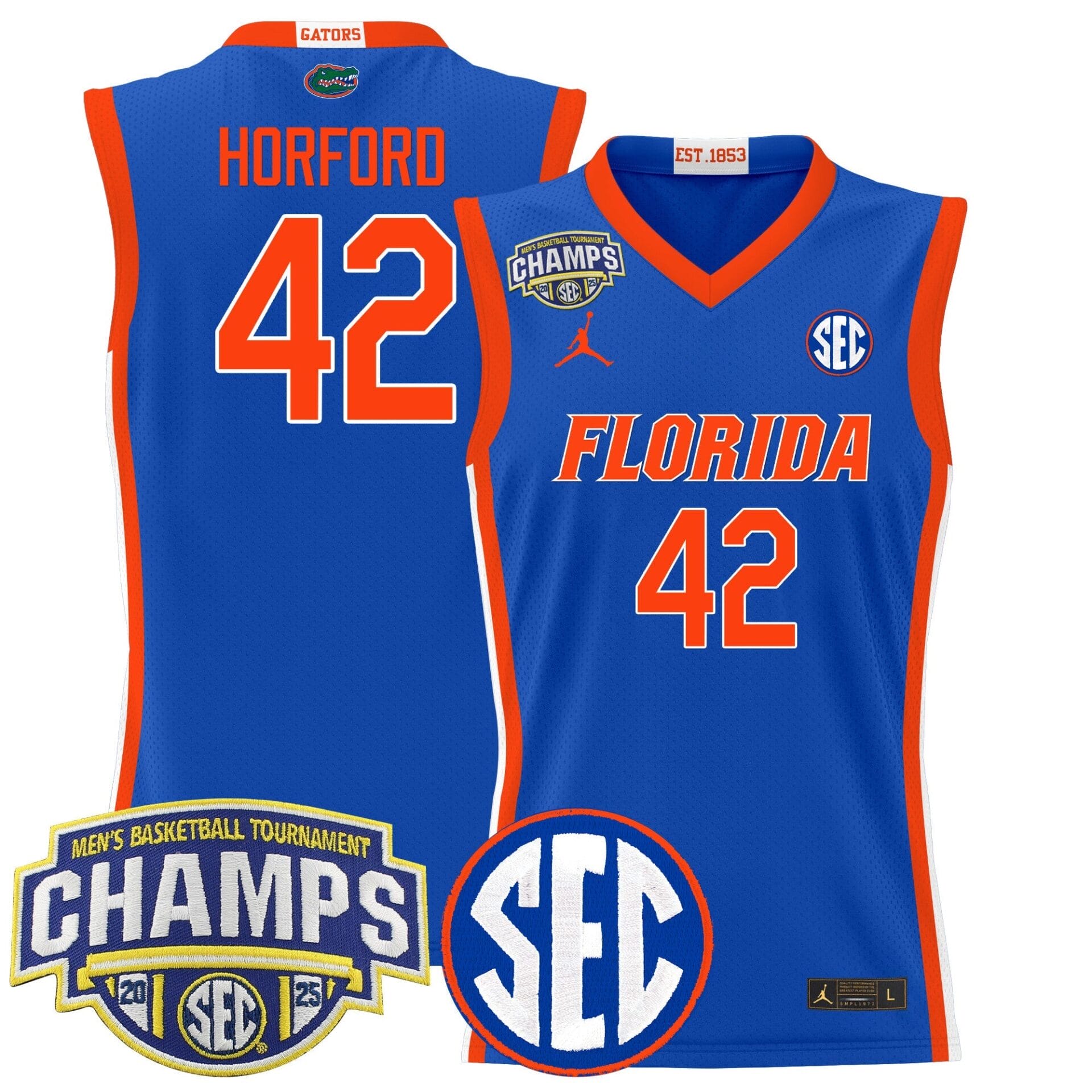 Florida Gators 2025 SEC Conference Tournament Champions Basketball Jersey - All Stitched - Image 12