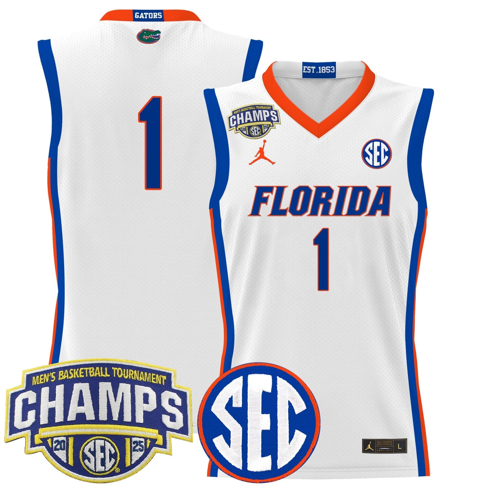 Florida Gators 2025 SEC Conference Tournament Champions Basketball Jersey - All Stitched - Image 7
