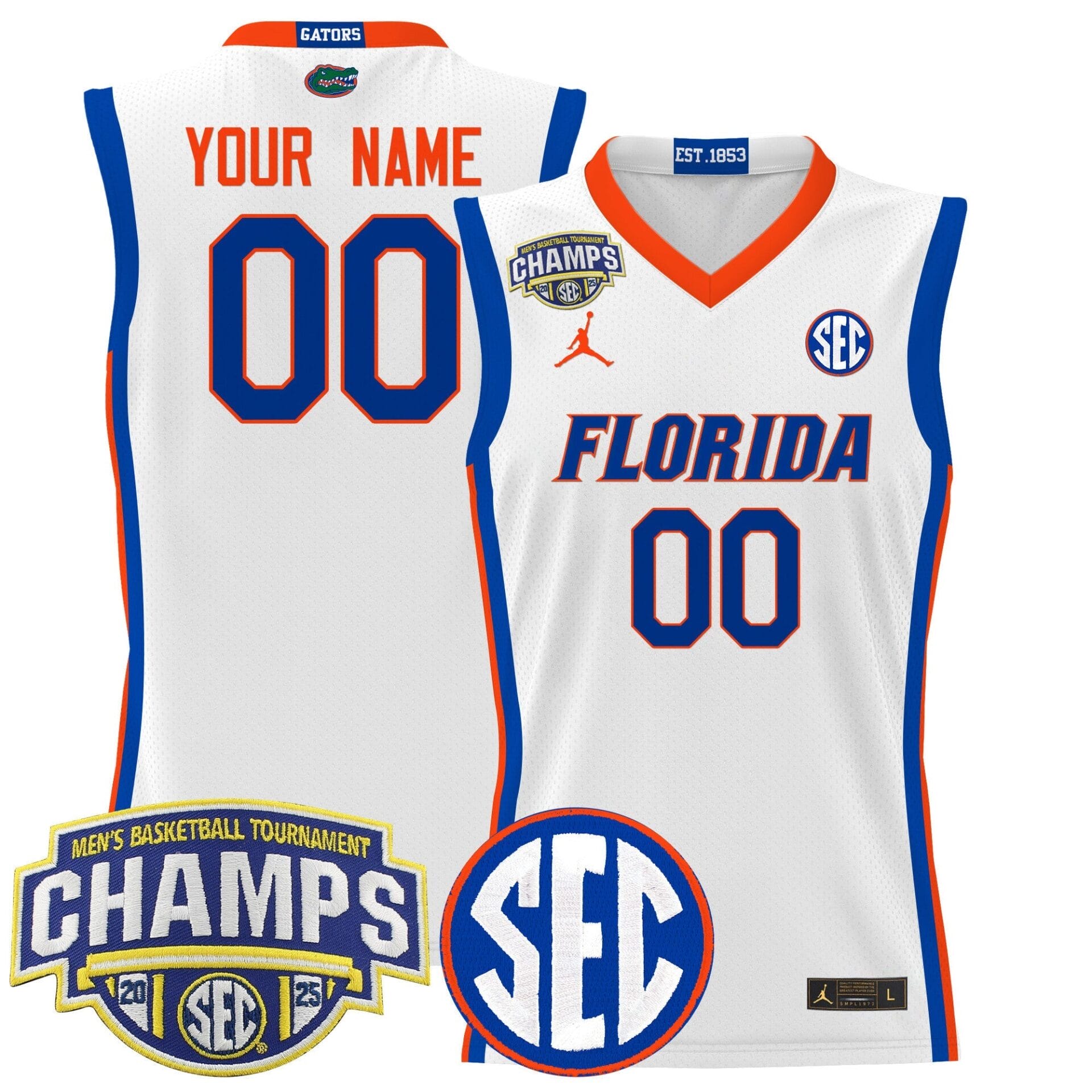 Florida Gators 2025 SEC Conference Tournament Champions Basketball Custom Jersey - All Stitched - Image 2