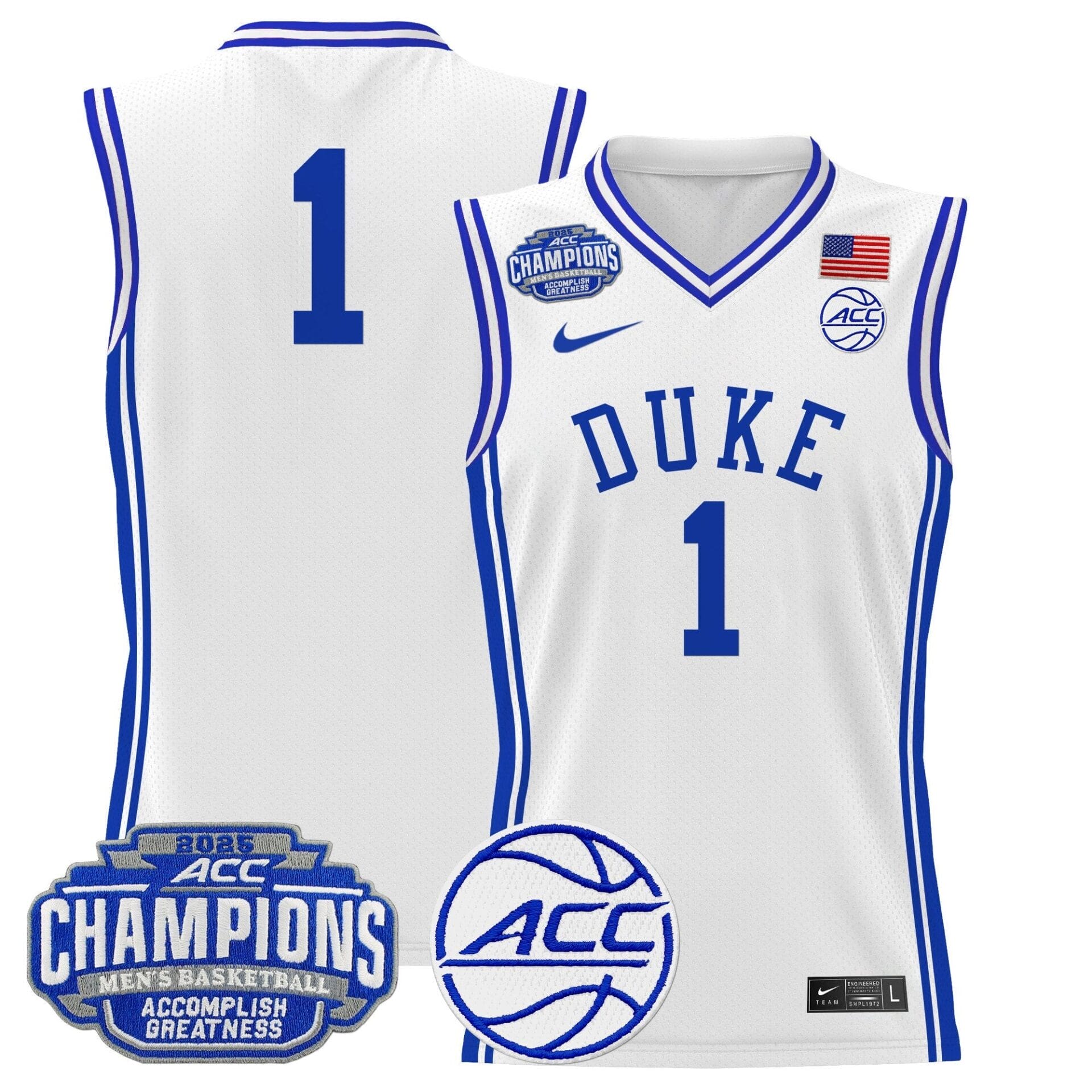Duke Blue Devils 2025 ACC Conference Tournament Champions Basketball Jersey - All Stitched - Image 7