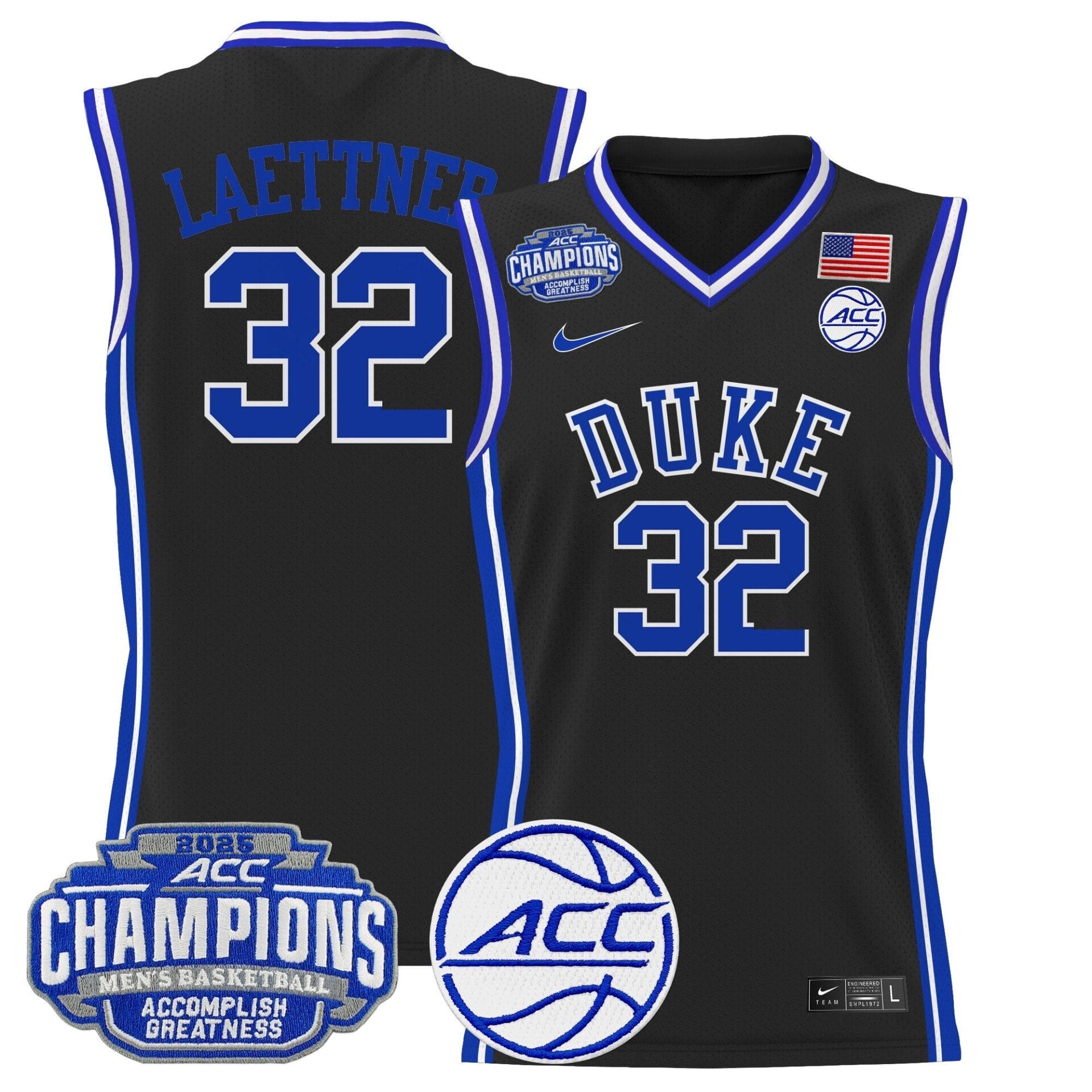 Duke Blue Devils 2025 ACC Conference Tournament Champions Basketball Jersey - All Stitched - Image 19