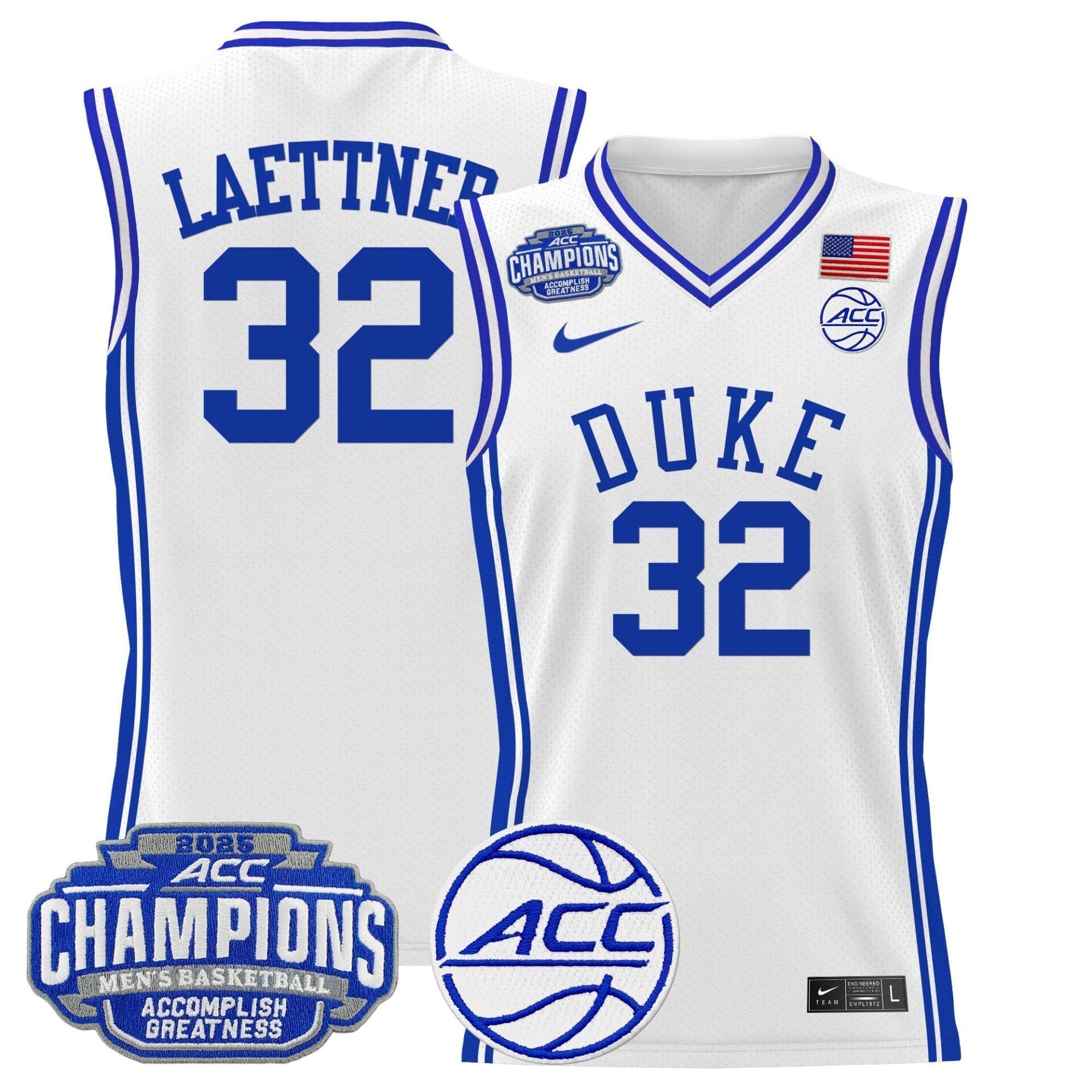 Duke Blue Devils 2025 ACC Conference Tournament Champions Basketball Jersey - All Stitched - Image 5