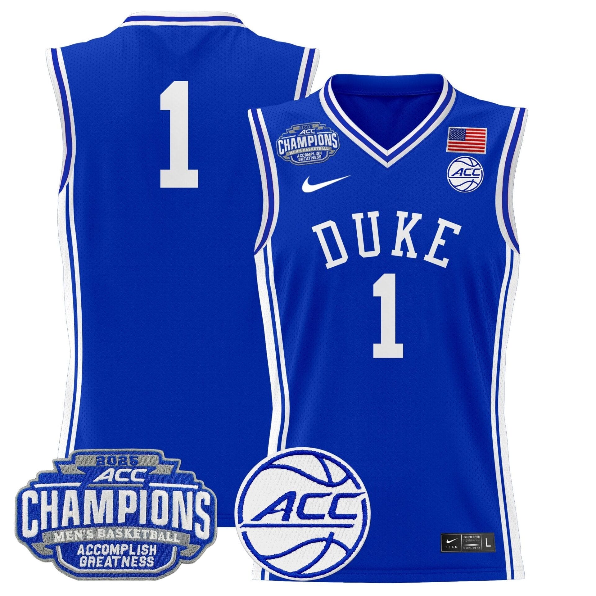 Duke Blue Devils 2025 ACC Conference Tournament Champions Basketball Jersey - All Stitched - Image 14