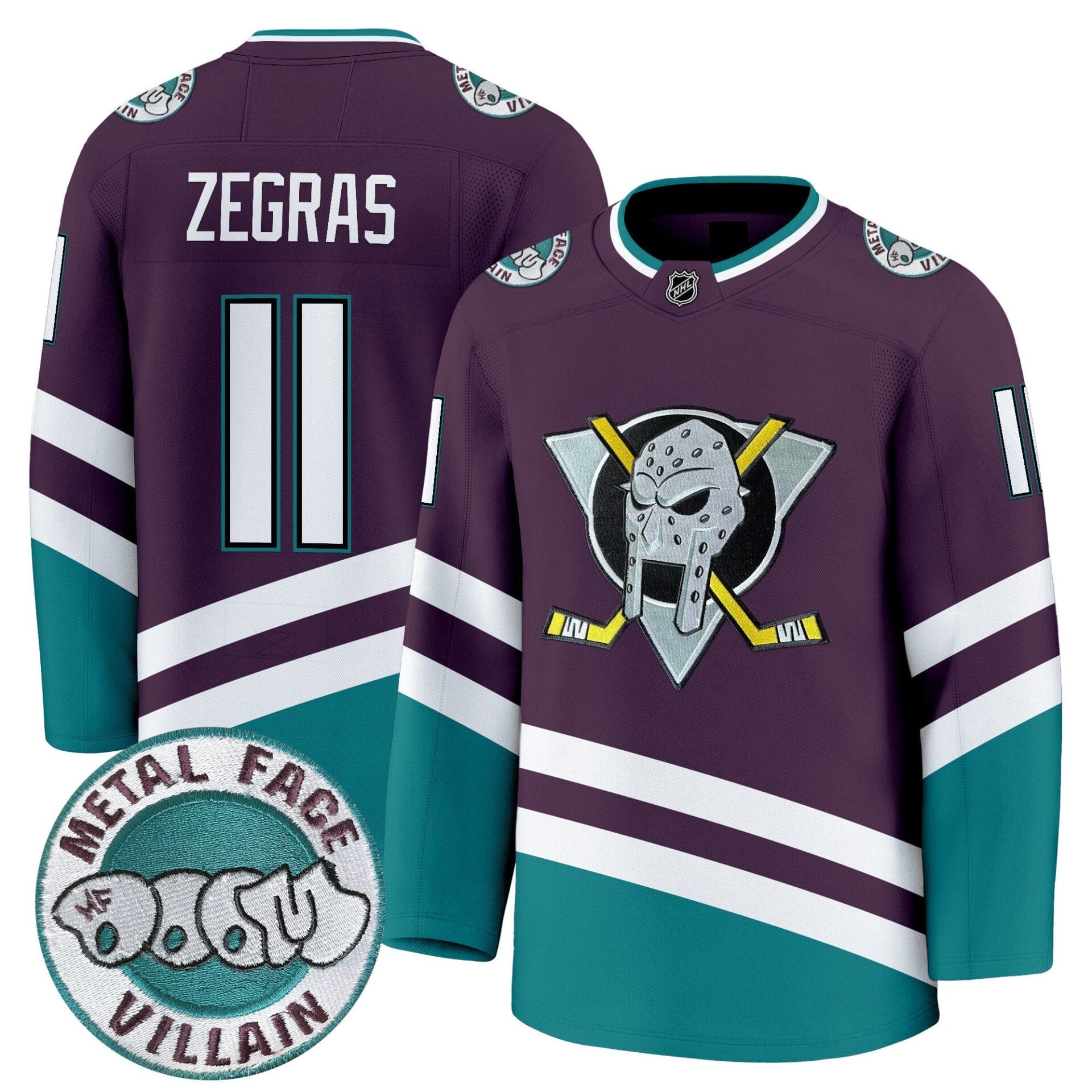 Anaheim Ducks MF DOOM Metal Face Villain Patch Premium Jersey - All Stitched - Image 5