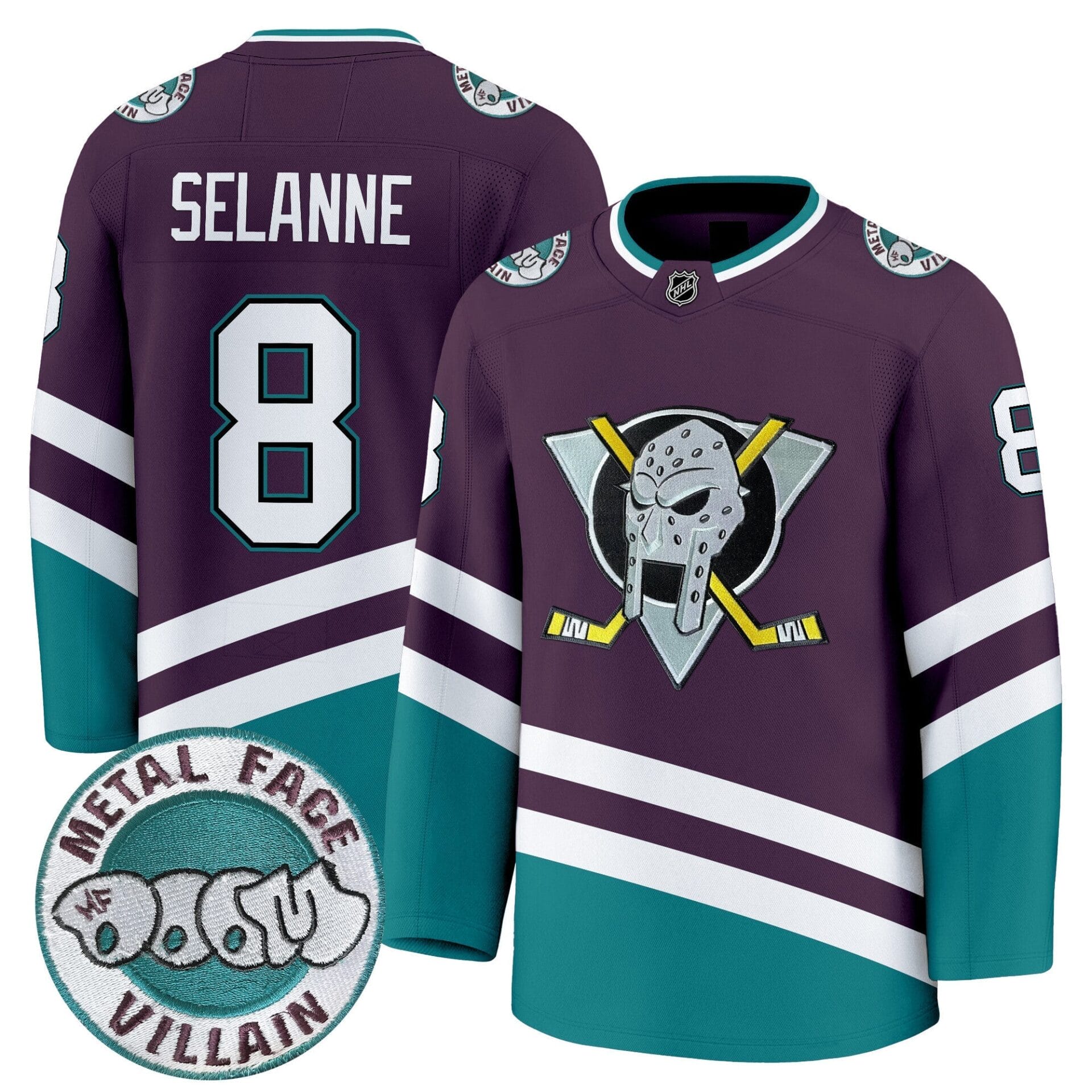Anaheim Ducks MF DOOM Metal Face Villain Patch Premium Jersey - All Stitched - Image 4