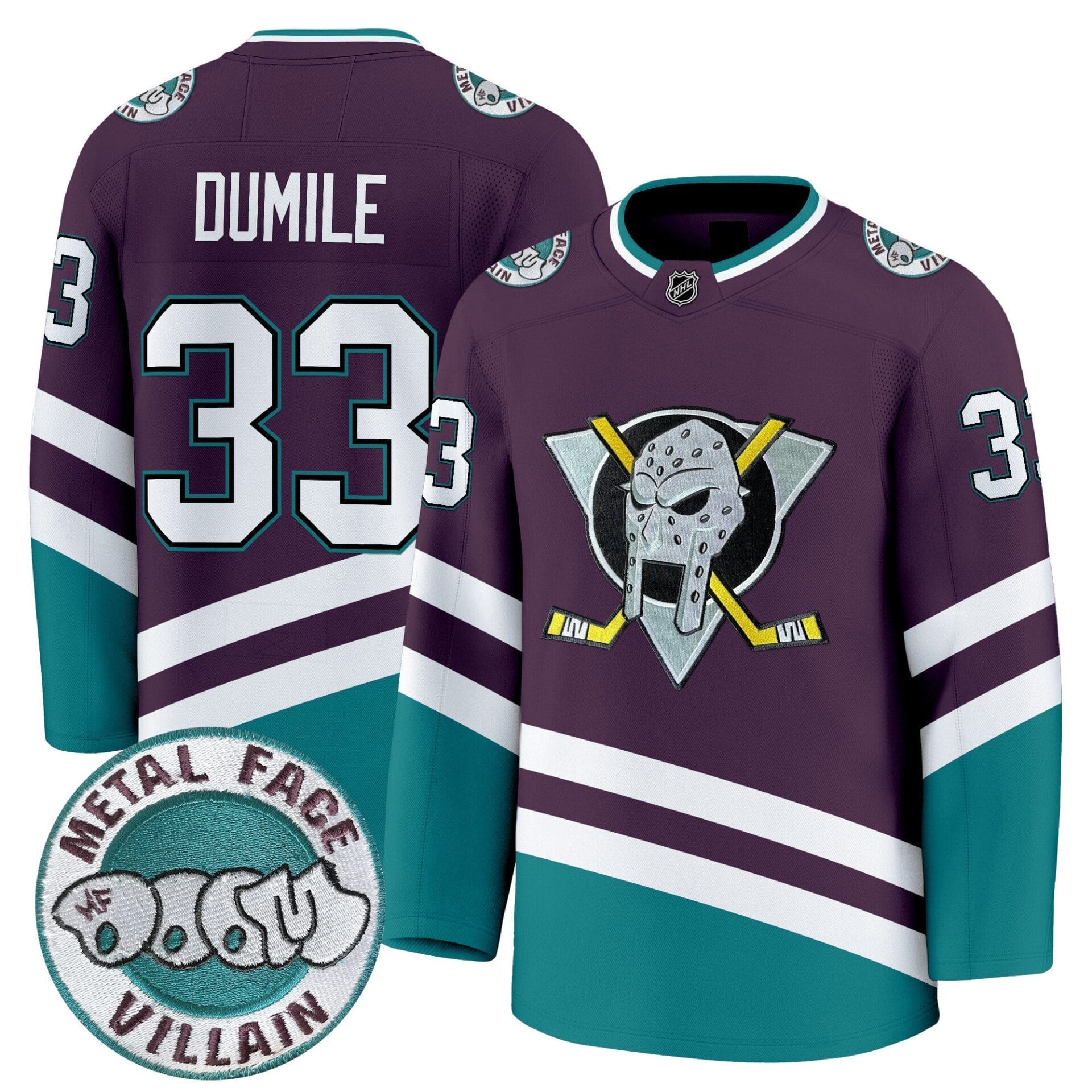 Anaheim Ducks MF DOOM Metal Face Villain Patch Premium Jersey - All Stitched - Image 6