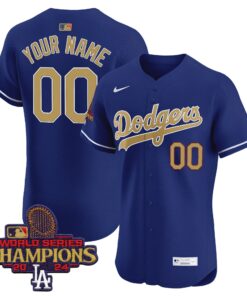 Alternative view of Dodgers 2025 Gold Vapor Premier Elite Custom Jersey - All Stitched
