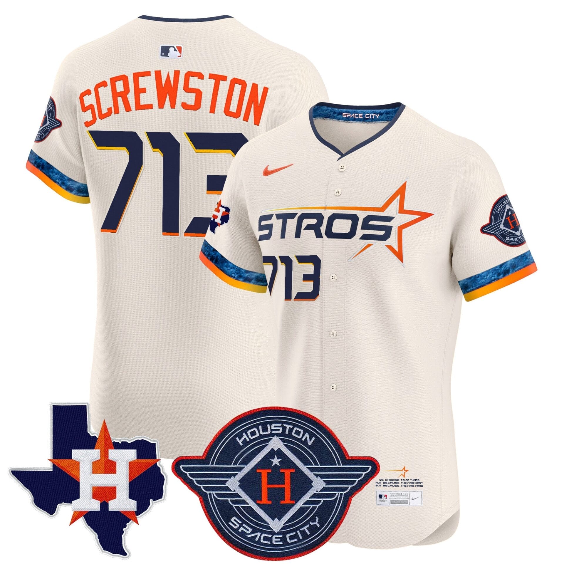 Houston Astros 2025 City Connect Texas Patch Vapor Premier Elite Jersey - All Stitched - Image 24