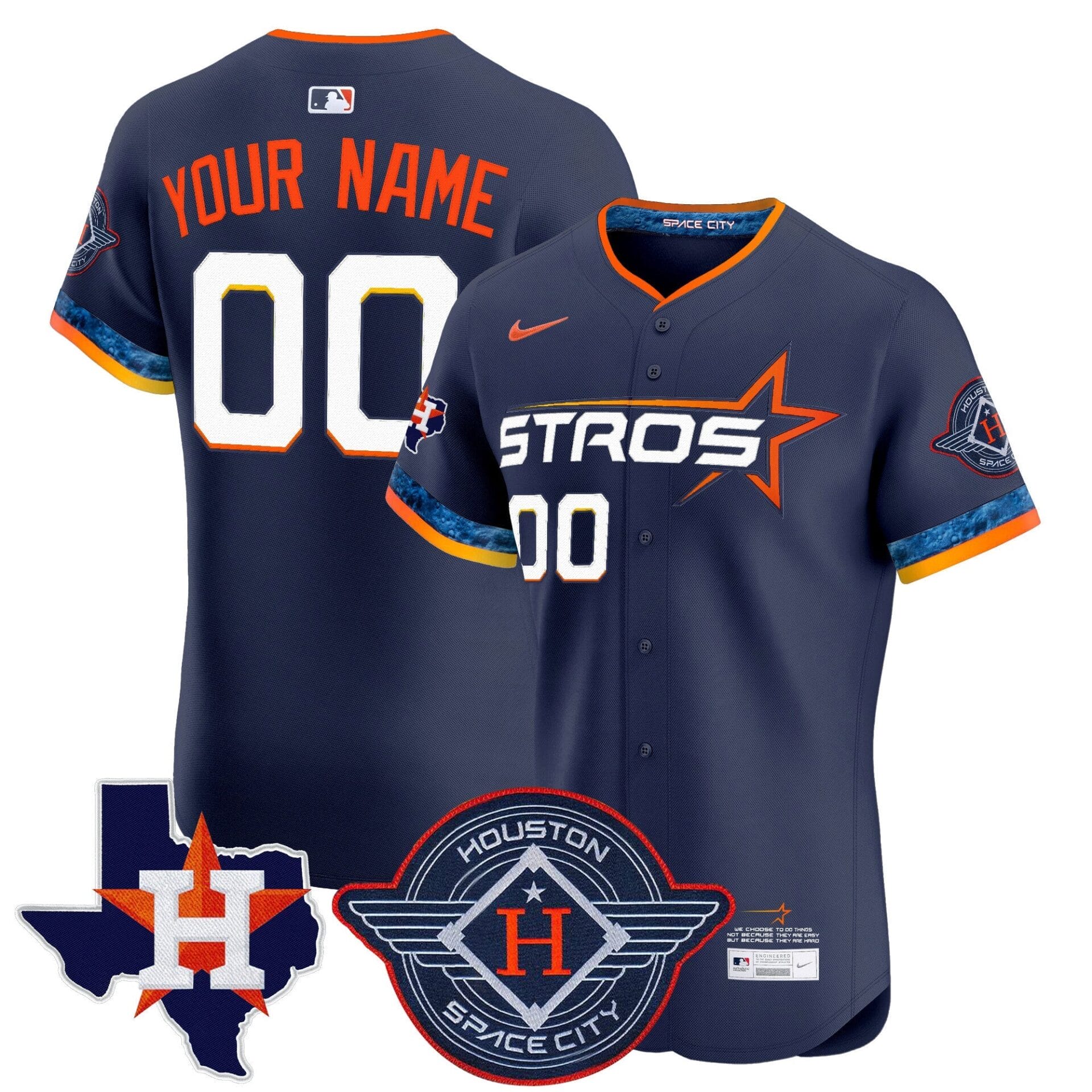 Houston Astros 2025 City Connect Texas Patch Vapor Premier Elite Custom Jersey - All Stitched - Image 2