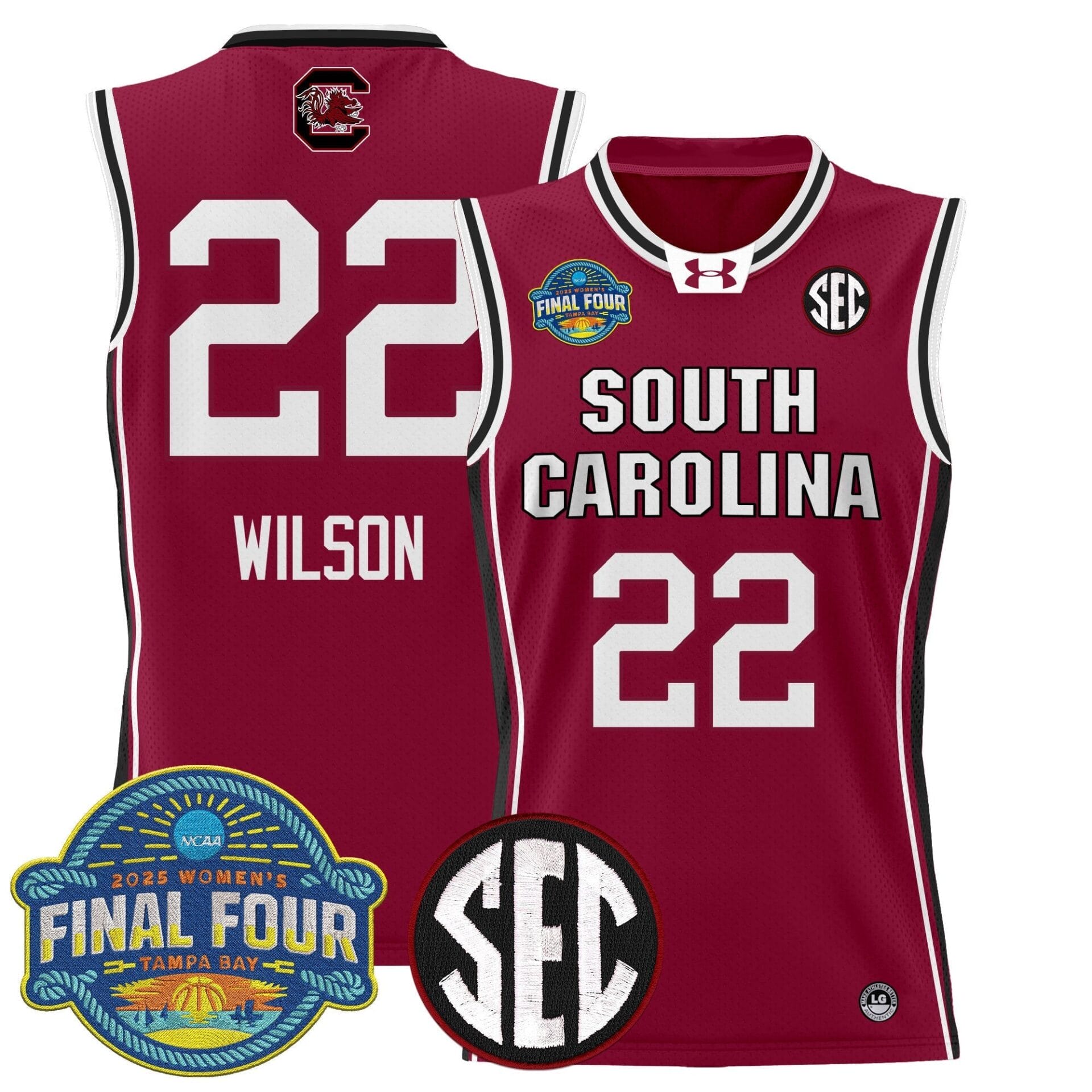 South Carolina Gamecocks 2025 Sec Women's Final Four Patch Lightweight Basketball Jersey - All Stitched - Image 12
