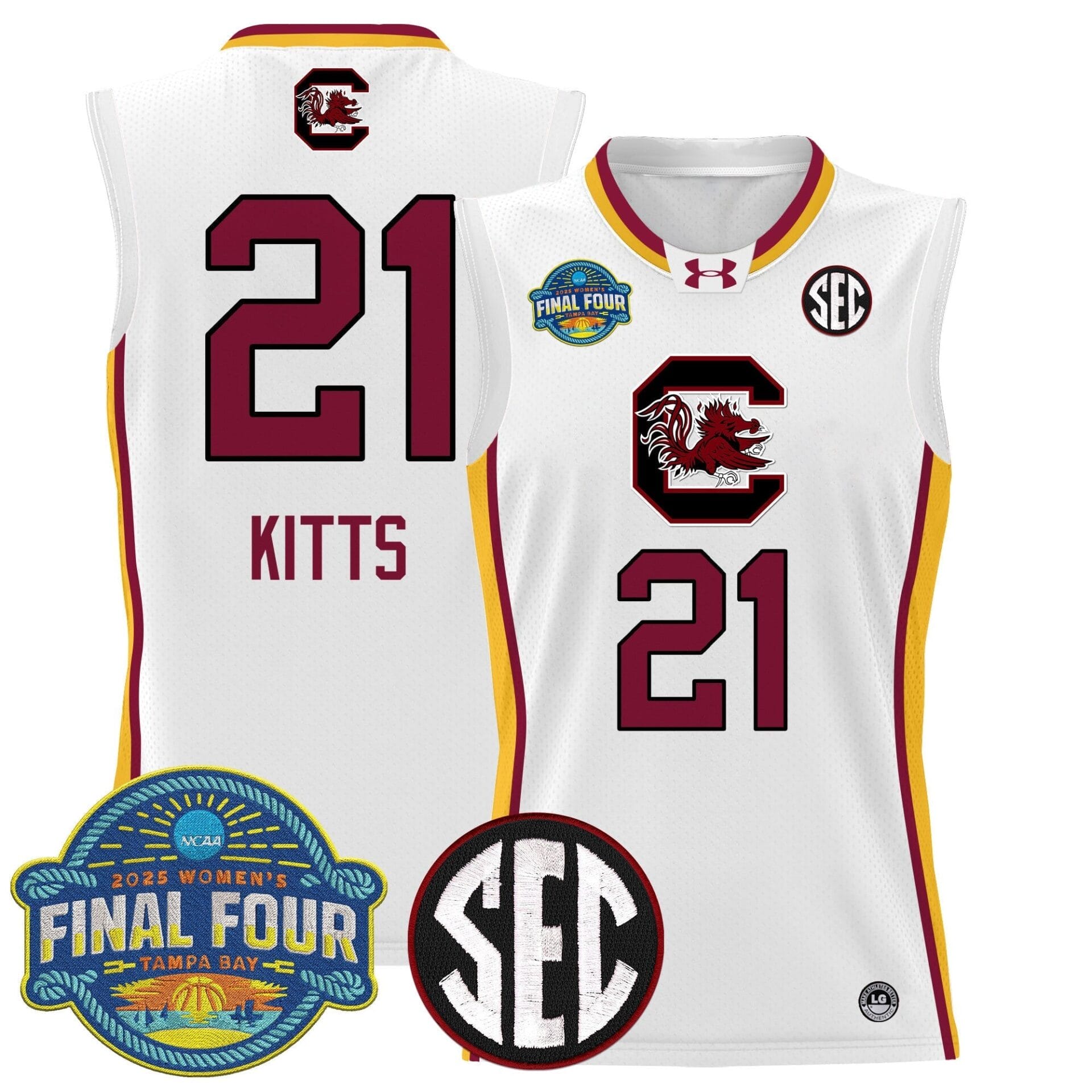 South Carolina Gamecocks 2025 Sec Women's Final Four Patch Lightweight Basketball Jersey - All Stitched - Image 3