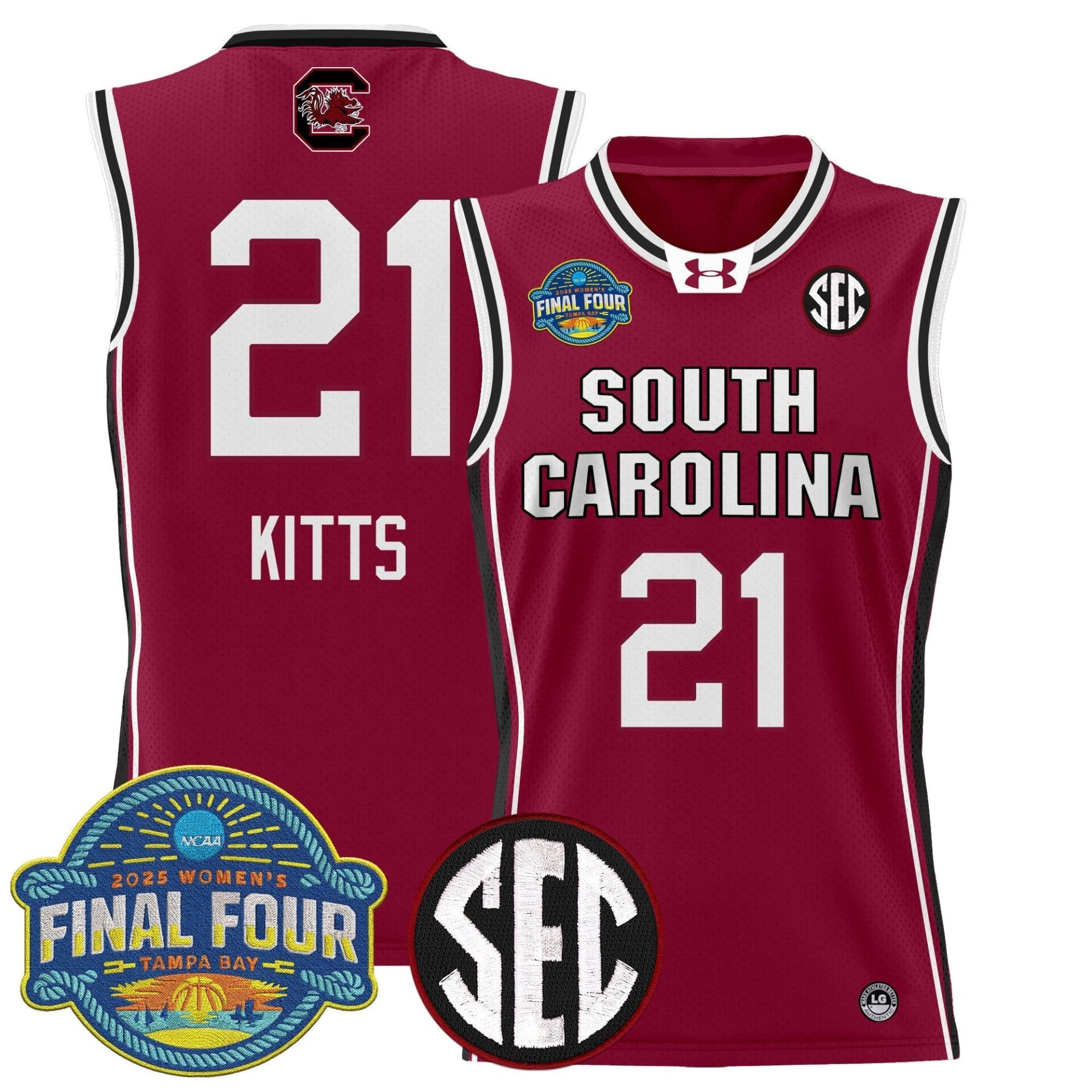 South Carolina Gamecocks 2025 Sec Women's Final Four Patch Lightweight Basketball Jersey - All Stitched - Image 10