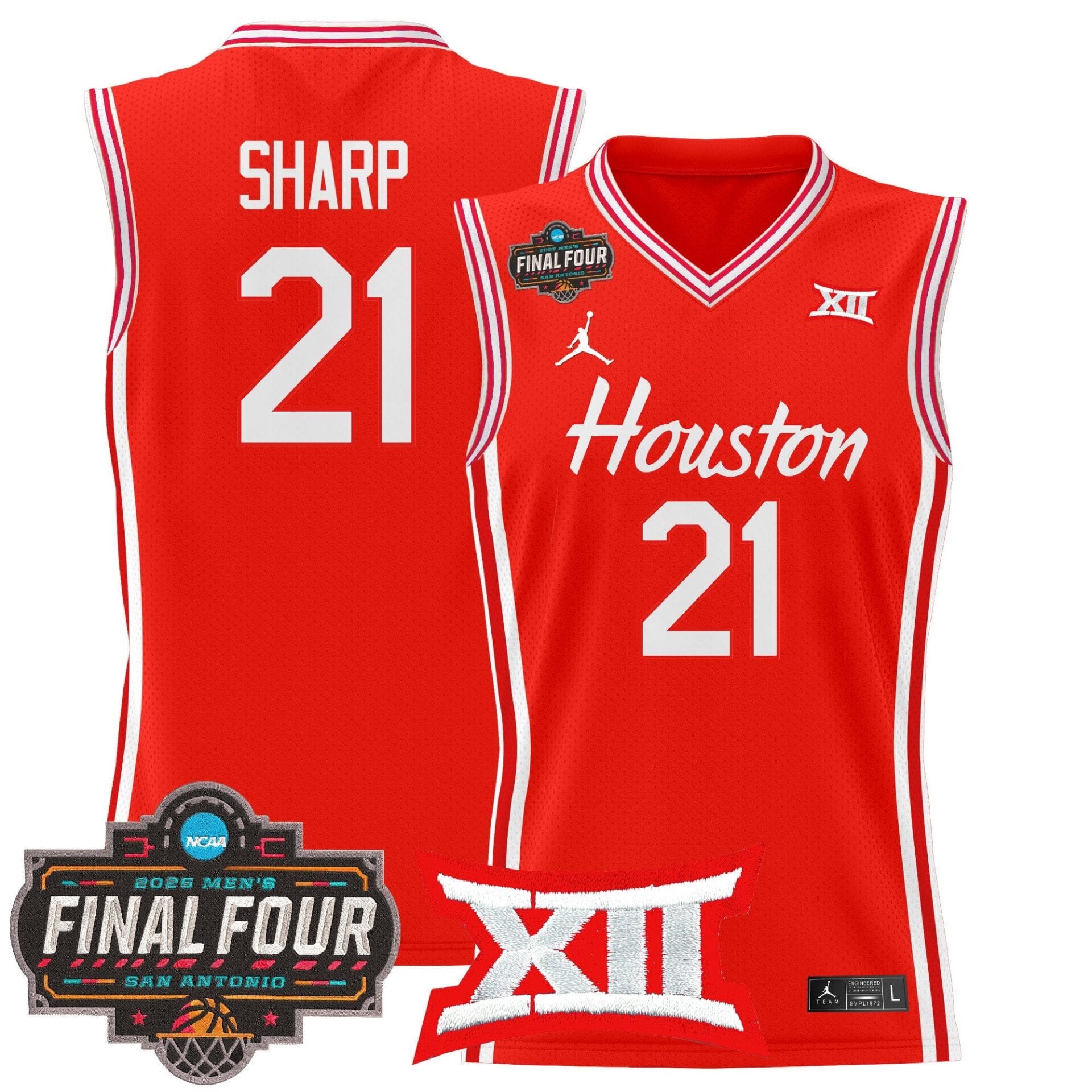 Houston Cougars 2025 Final Four Patch Basketball Jersey - All Stitched - Image 25