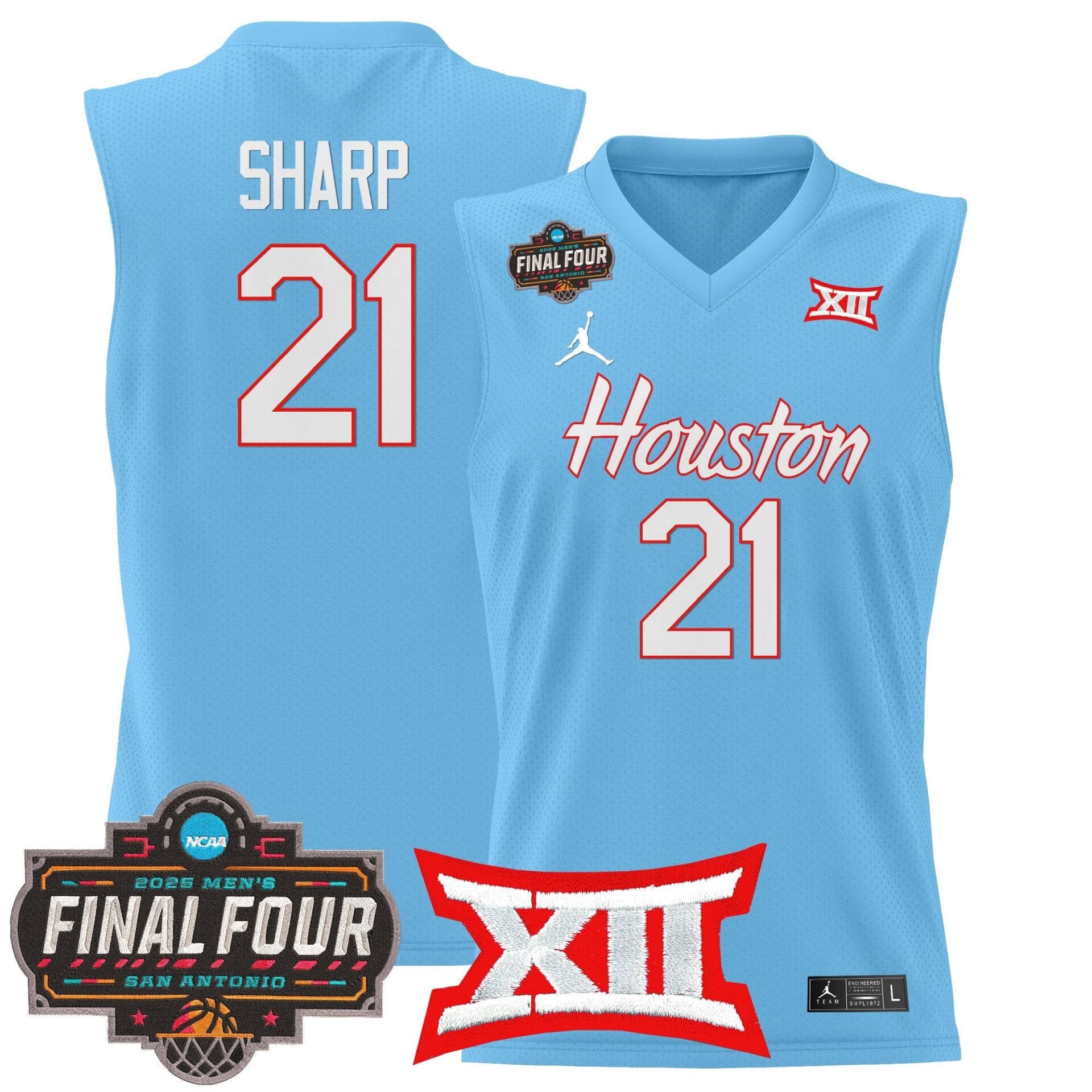 Houston Cougars 2025 Final Four Patch Basketball Jersey - All Stitched - Image 11