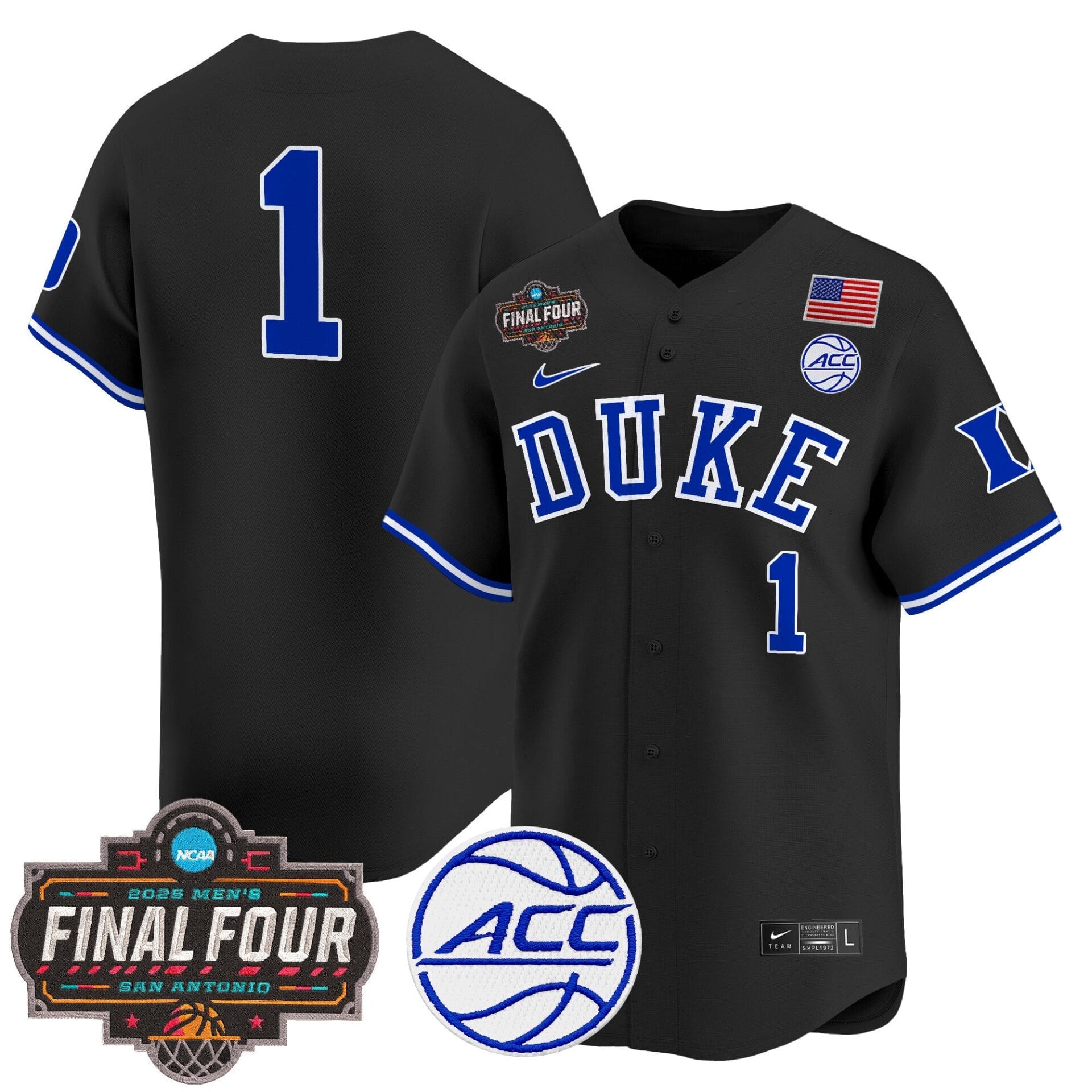 Duke Blue Devils 2025 Final Four Patch Vapor Baseball Jersey - All Stitched - Image 7