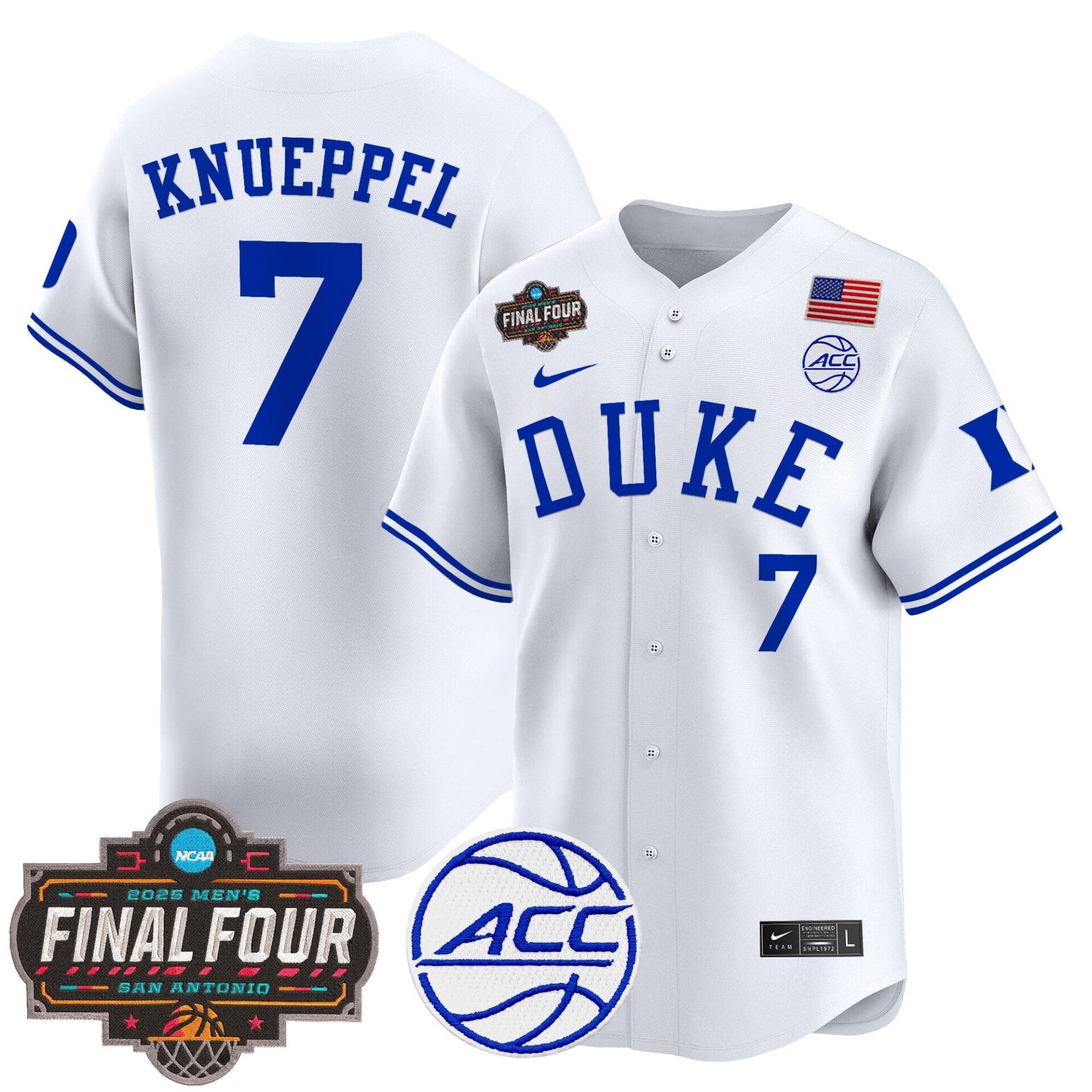 Duke Blue Devils 2025 Final Four Patch Vapor Baseball Jersey - All Stitched - Image 16