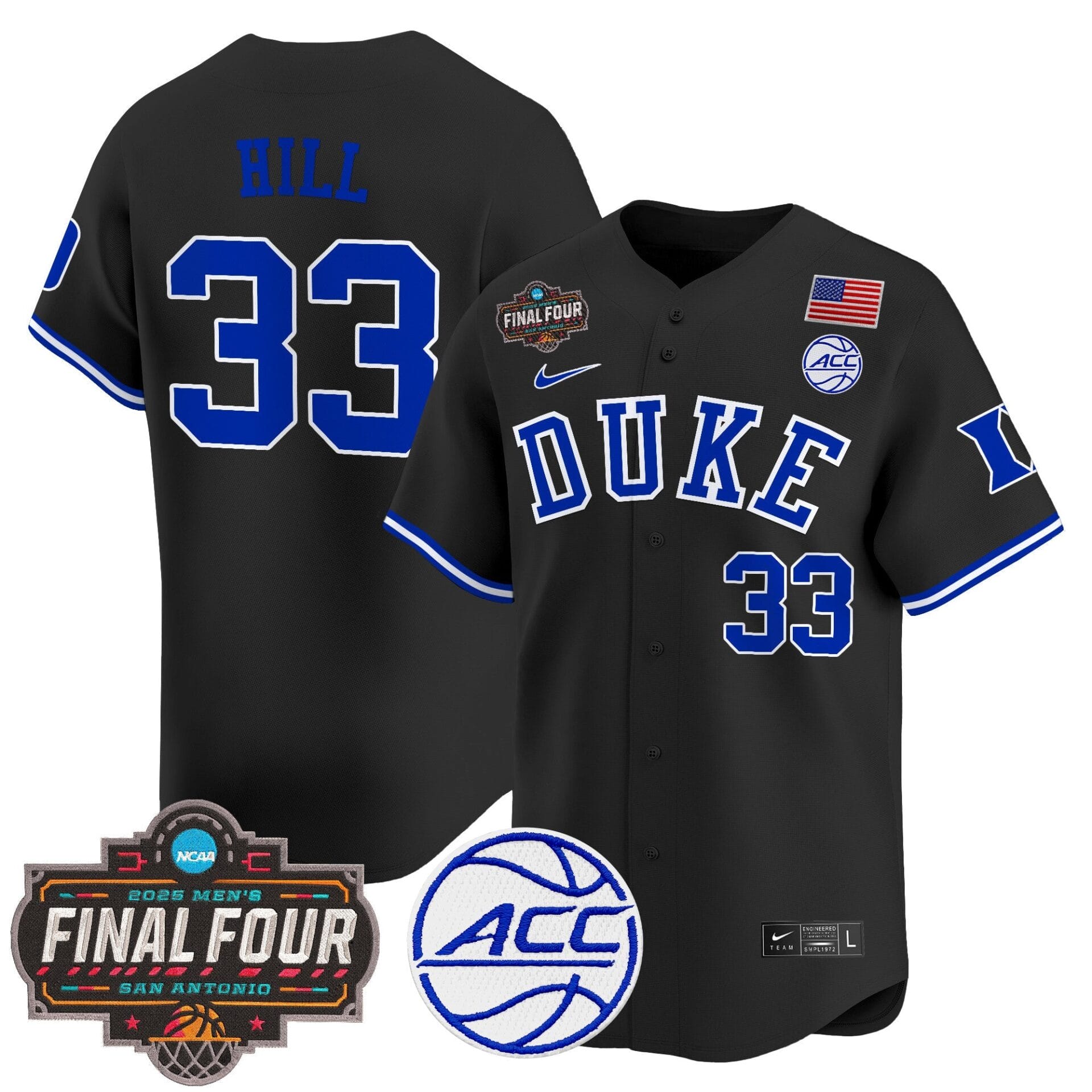 Duke Blue Devils 2025 Final Four Patch Vapor Baseball Jersey - All Stitched - Image 6