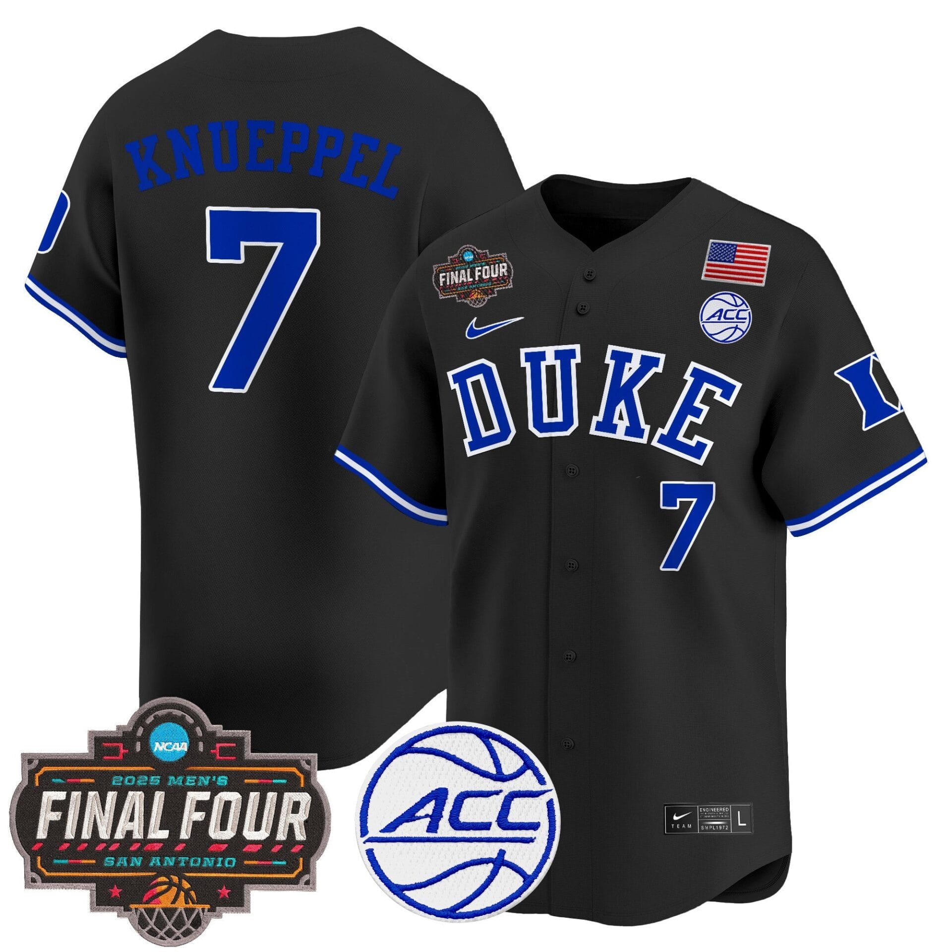 Duke Blue Devils 2025 Final Four Patch Vapor Baseball Jersey - All Stitched - Image 2