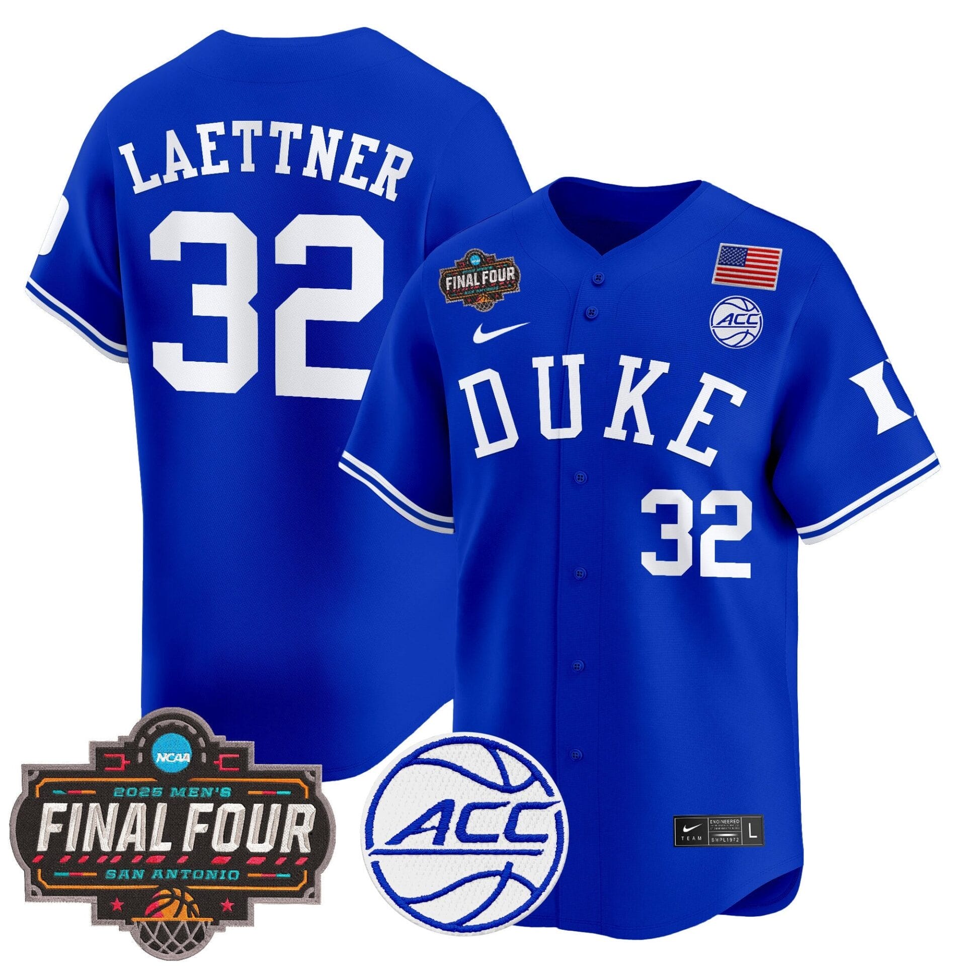 Duke Blue Devils 2025 Final Four Patch Vapor Baseball Jersey - All Stitched - Image 12