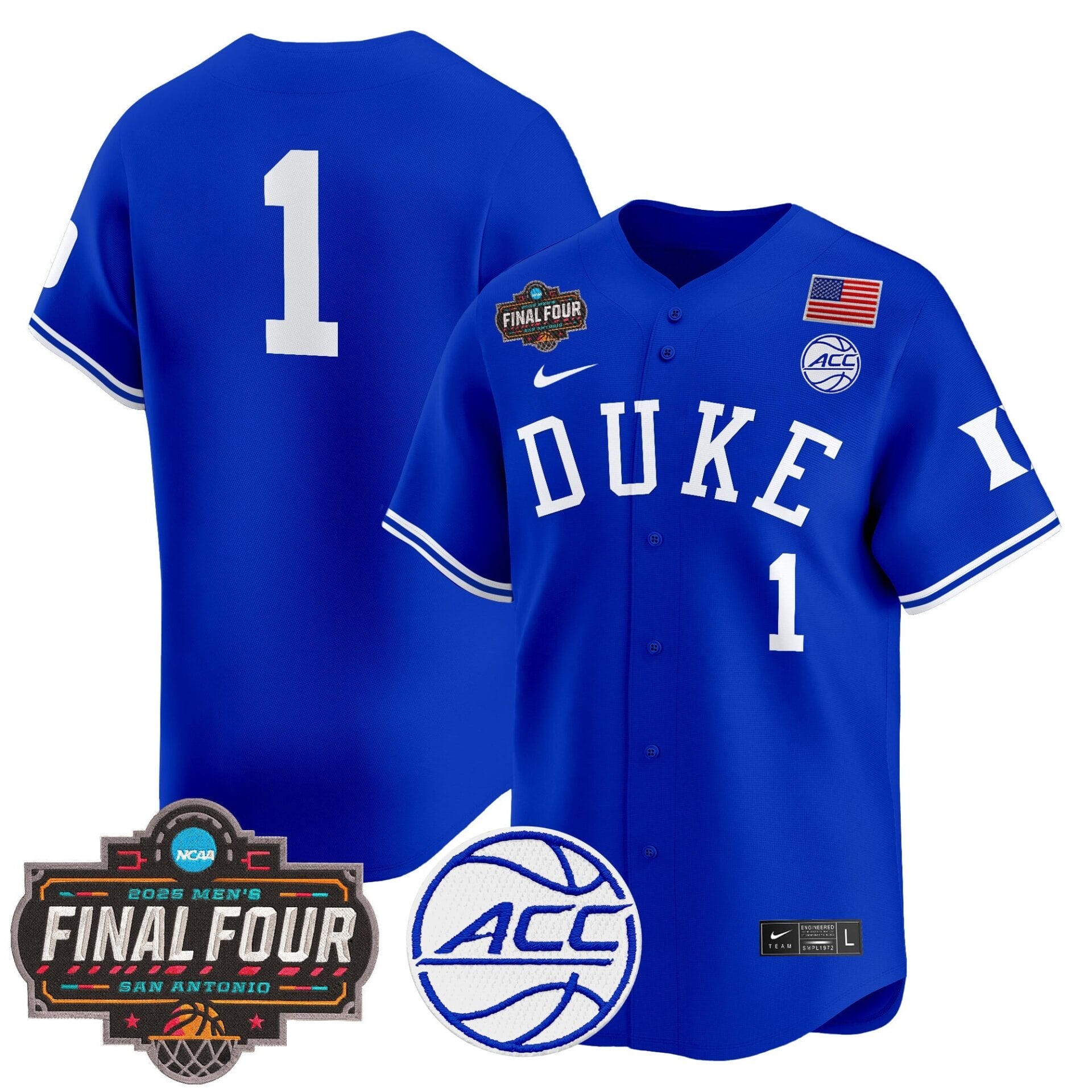 Duke Blue Devils 2025 Final Four Patch Vapor Baseball Jersey - All Stitched - Image 14