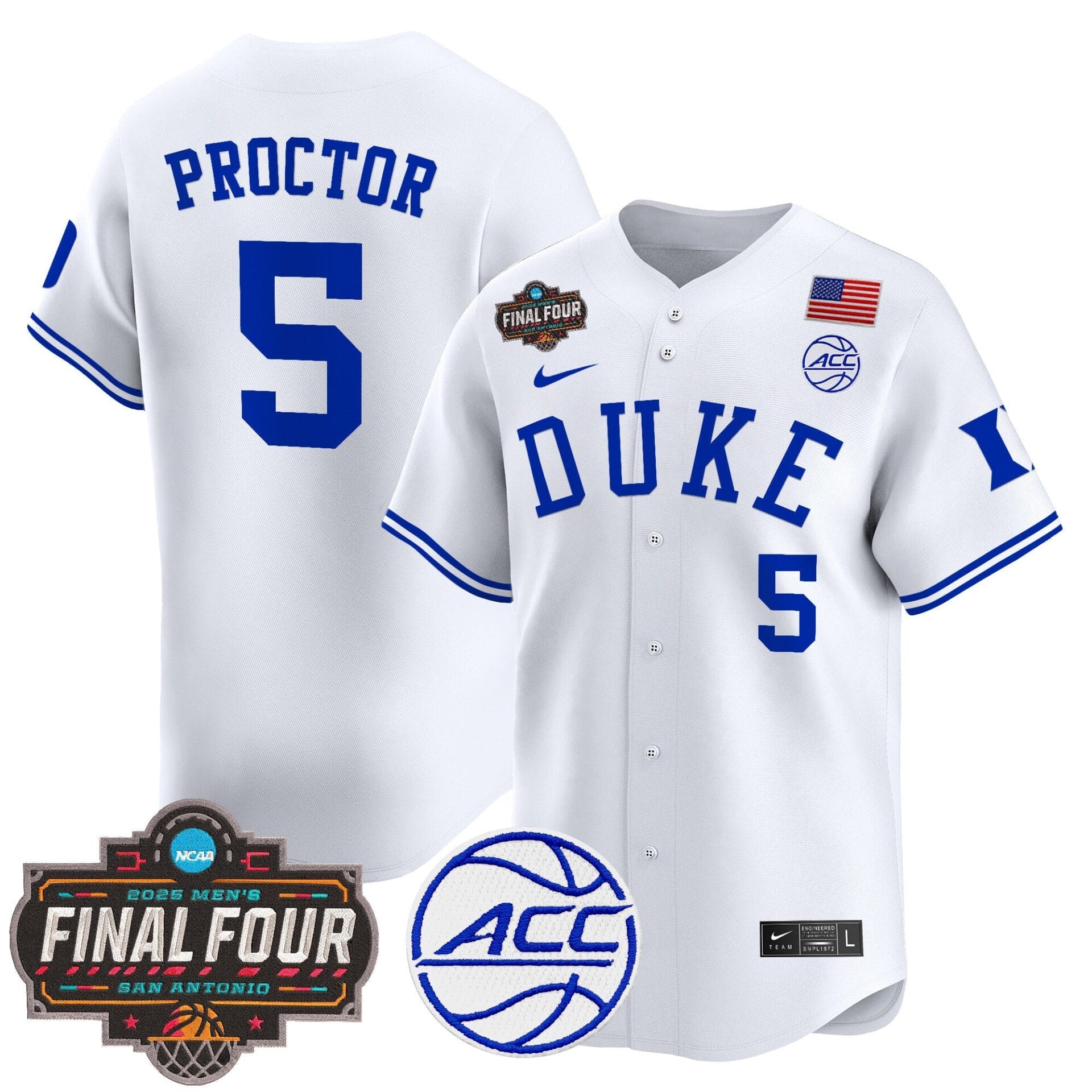 Duke Blue Devils 2025 Final Four Patch Vapor Baseball Jersey - All Stitched - Image 17