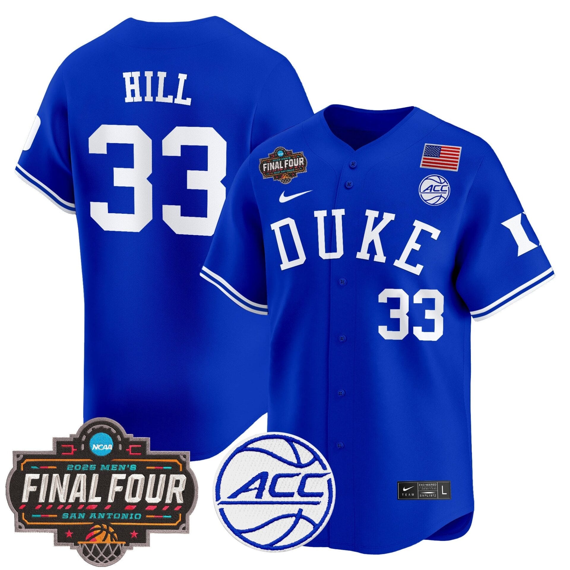 Duke Blue Devils 2025 Final Four Patch Vapor Baseball Jersey - All Stitched - Image 13