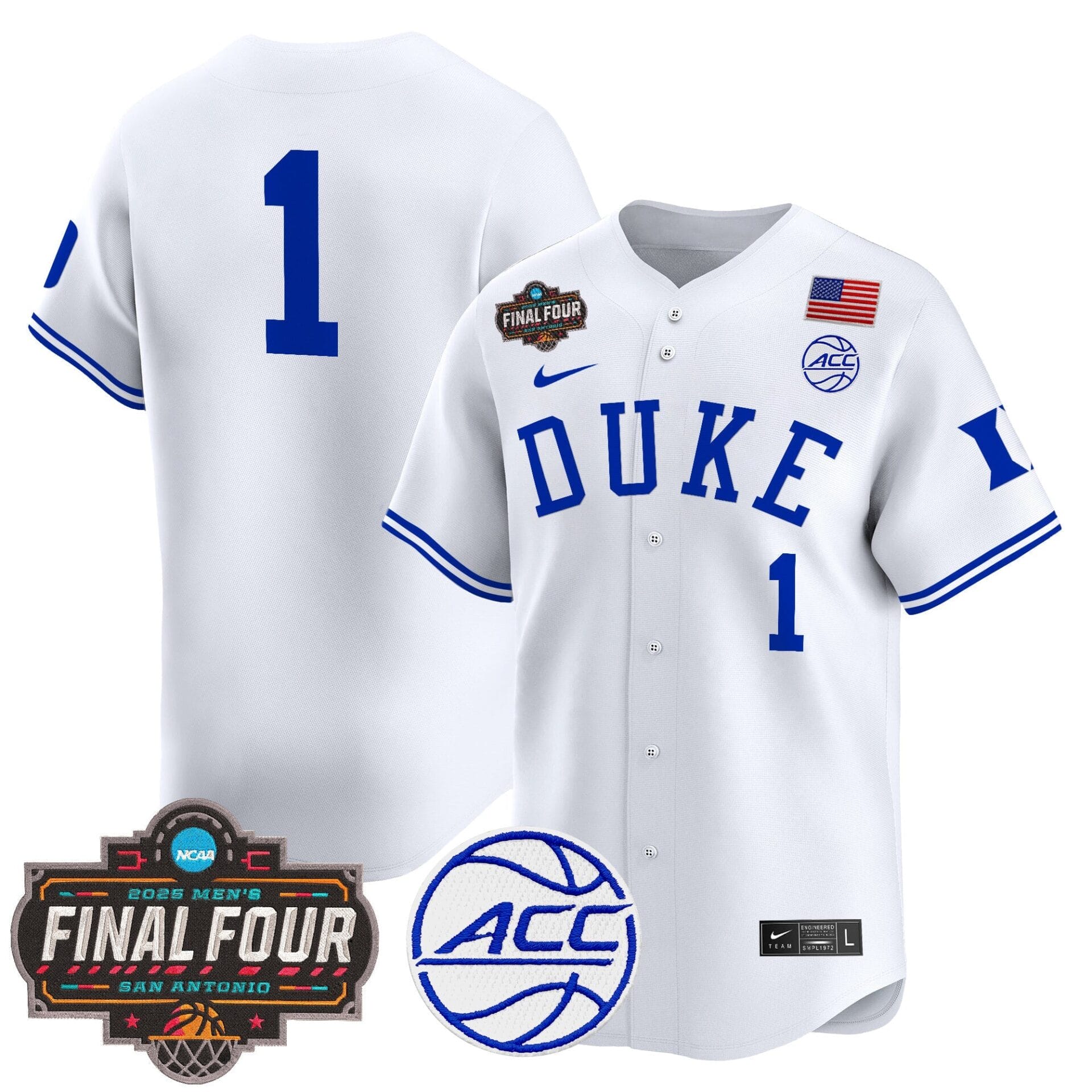 Duke Blue Devils 2025 Final Four Patch Vapor Baseball Jersey - All Stitched - Image 21